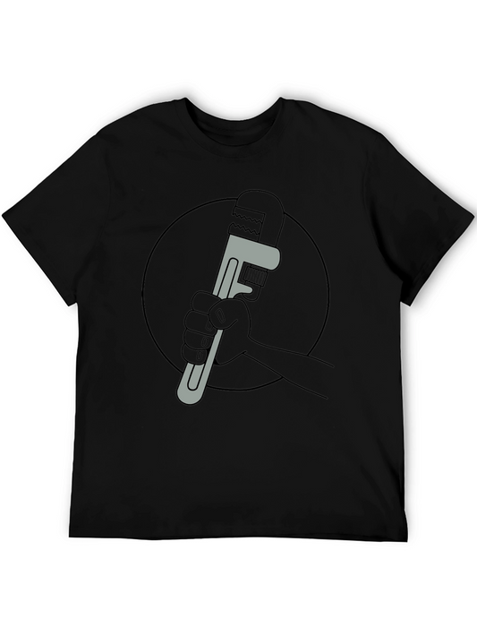 Cartoon Wrench Graphic Tee - Black
