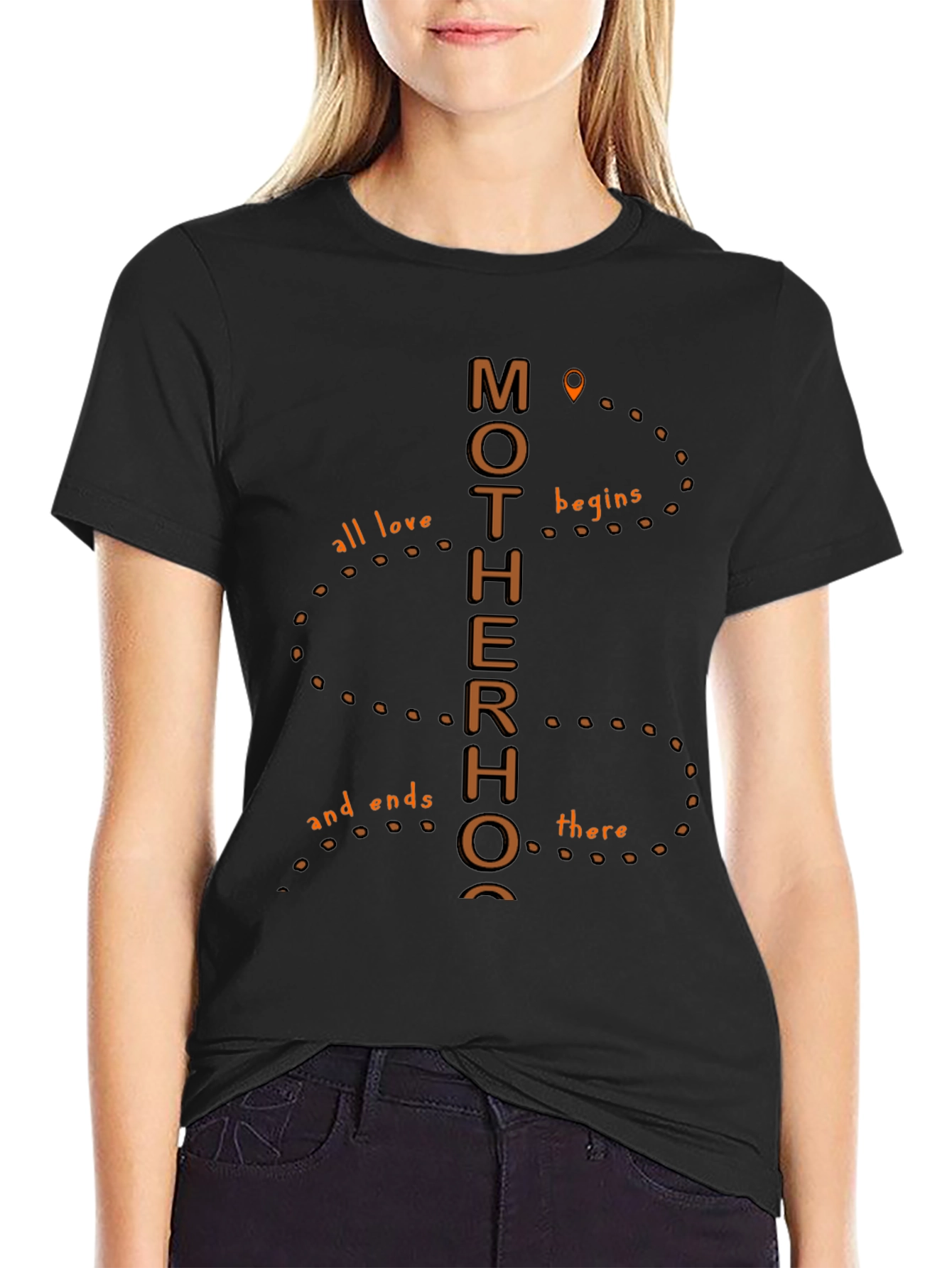Motherhood Graphic Tee - All Love Begins There T-Shirt