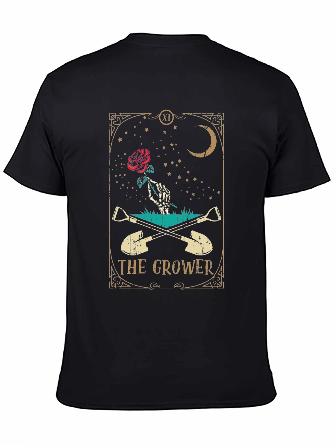 The Grower Tarot Card Black T-Shirt