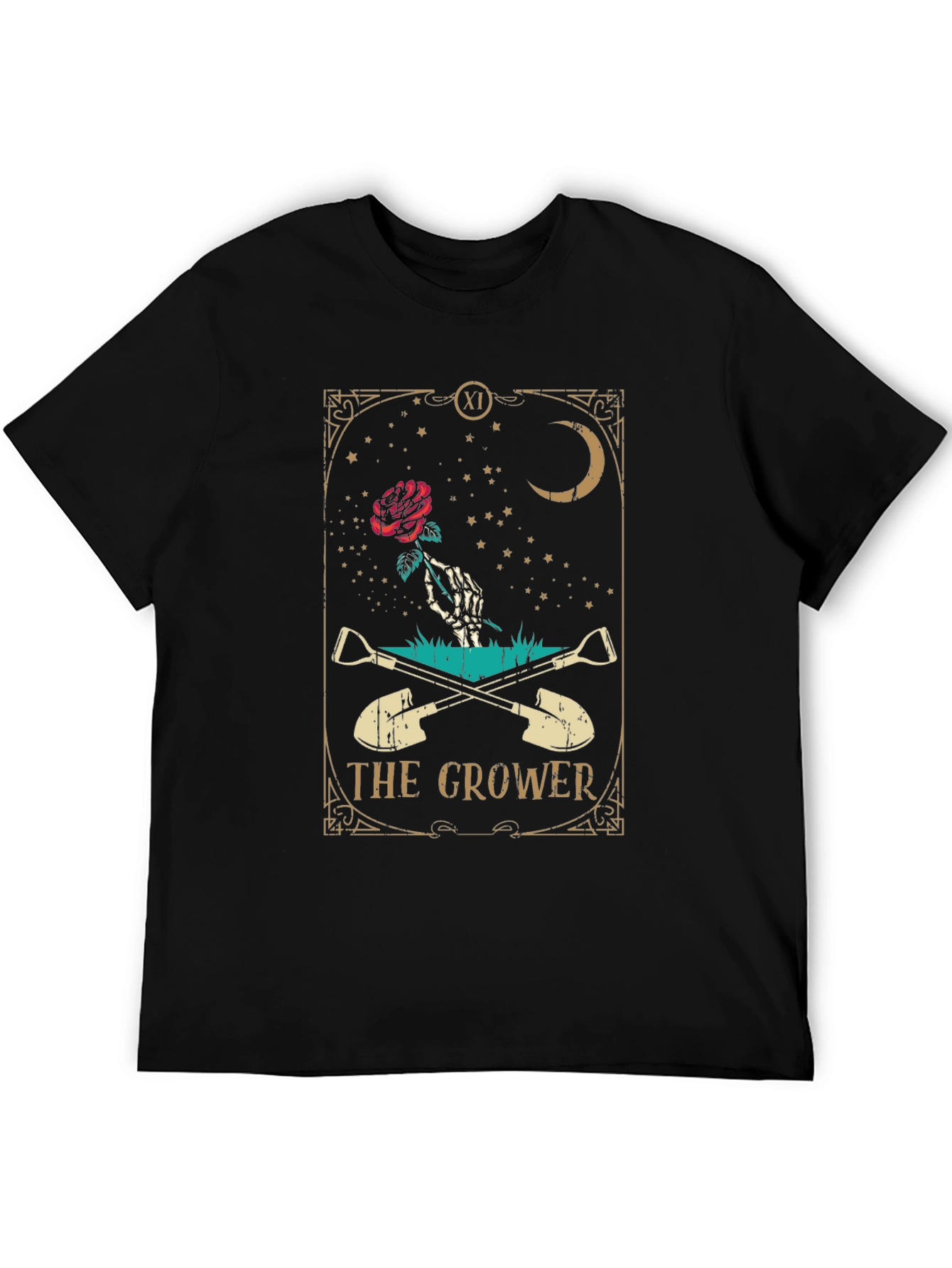 The Grower Tarot Card Black T-Shirt