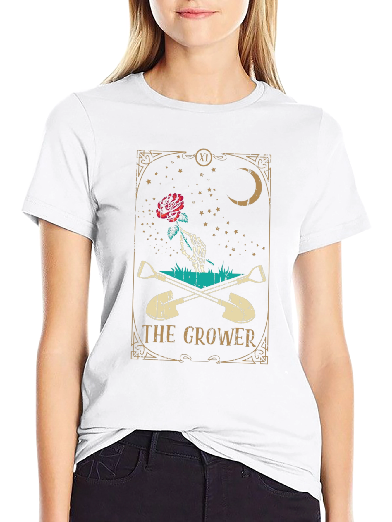 The Grower Tarot Card Black T-Shirt