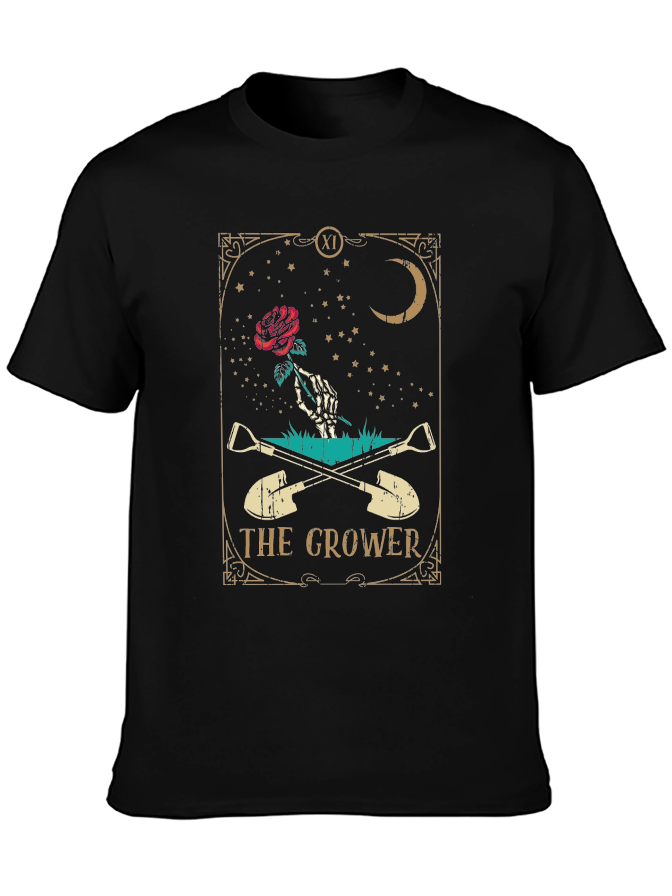 The Grower Tarot Card Black T-Shirt