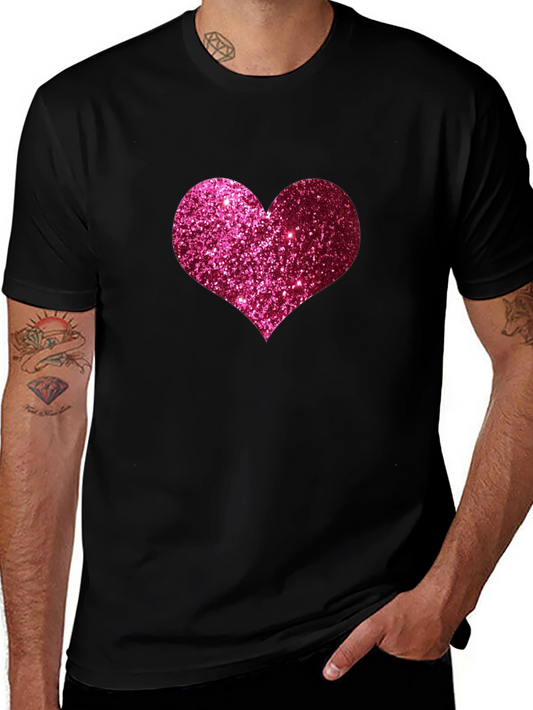 Glitter Heart Graphic Tee - Black