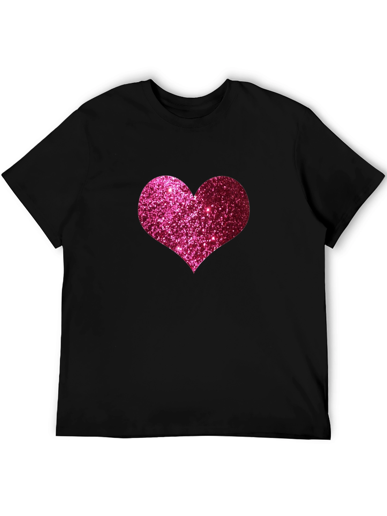 Glitter Heart Graphic Tee - Black