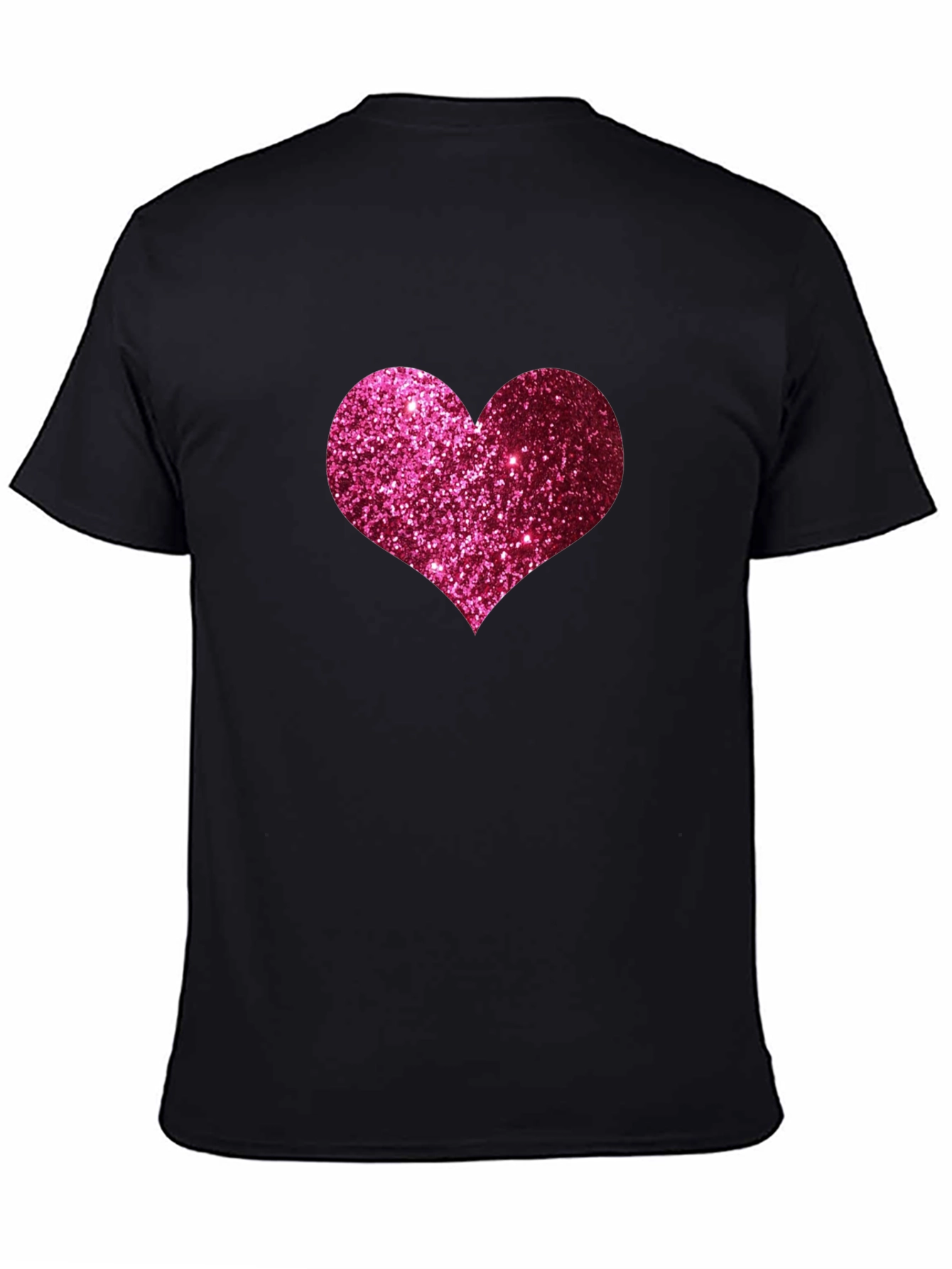 Glitter Heart Graphic Tee - Black