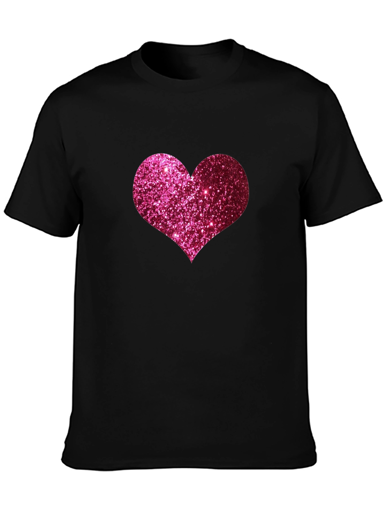 Glitter Heart Graphic Tee - Black