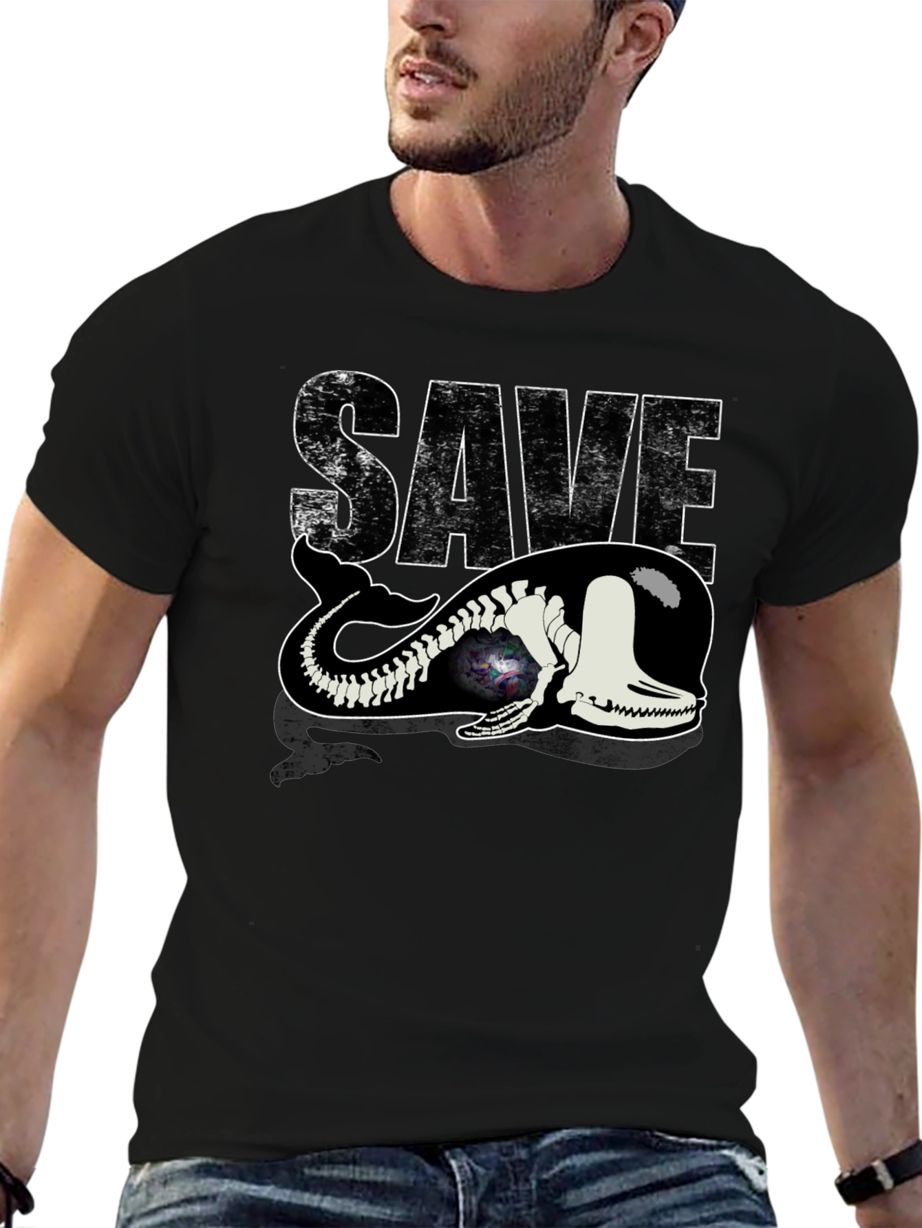 Save the Whale Graphic Tee - Black