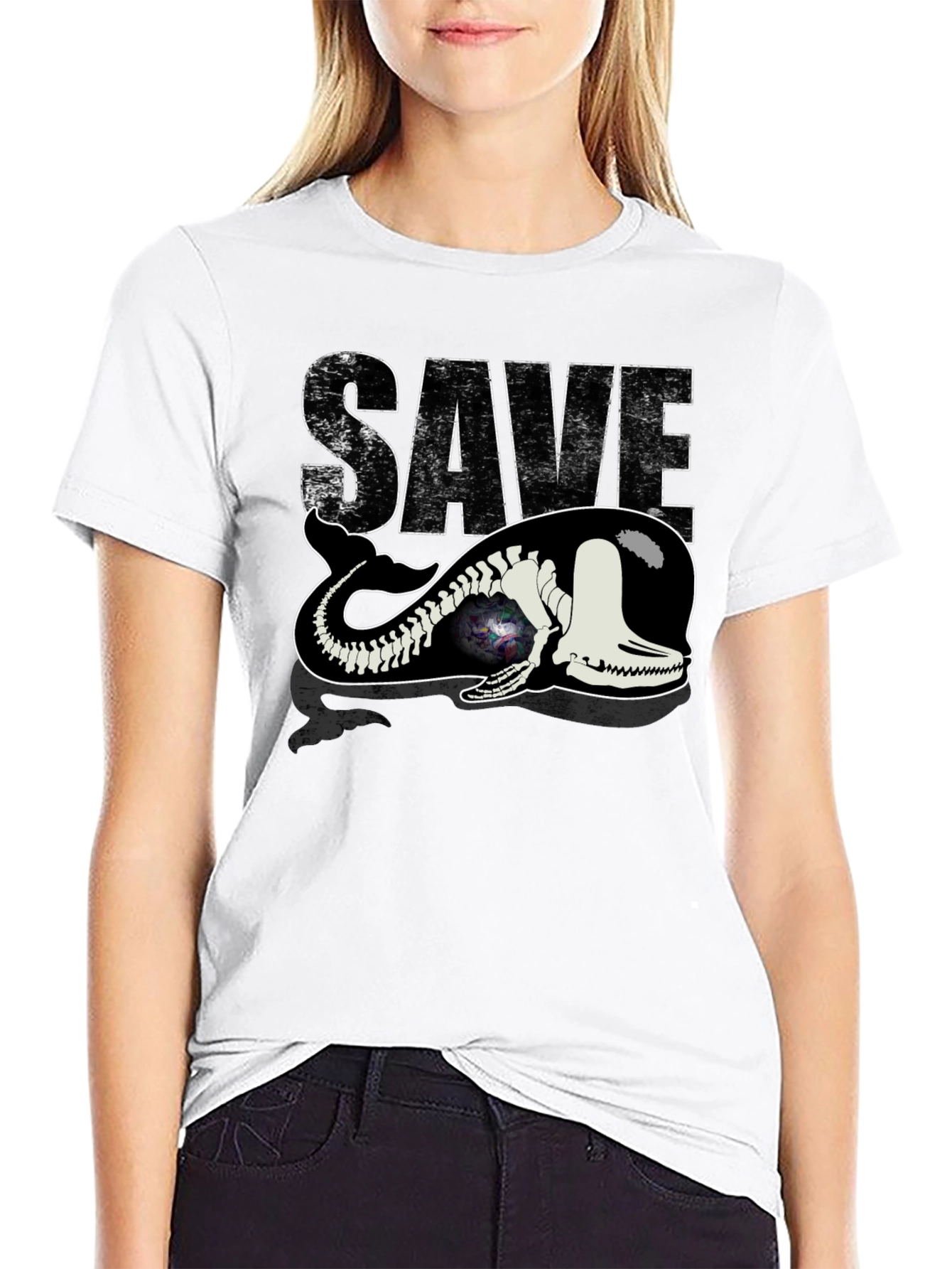Save the Whale Graphic Tee - Black