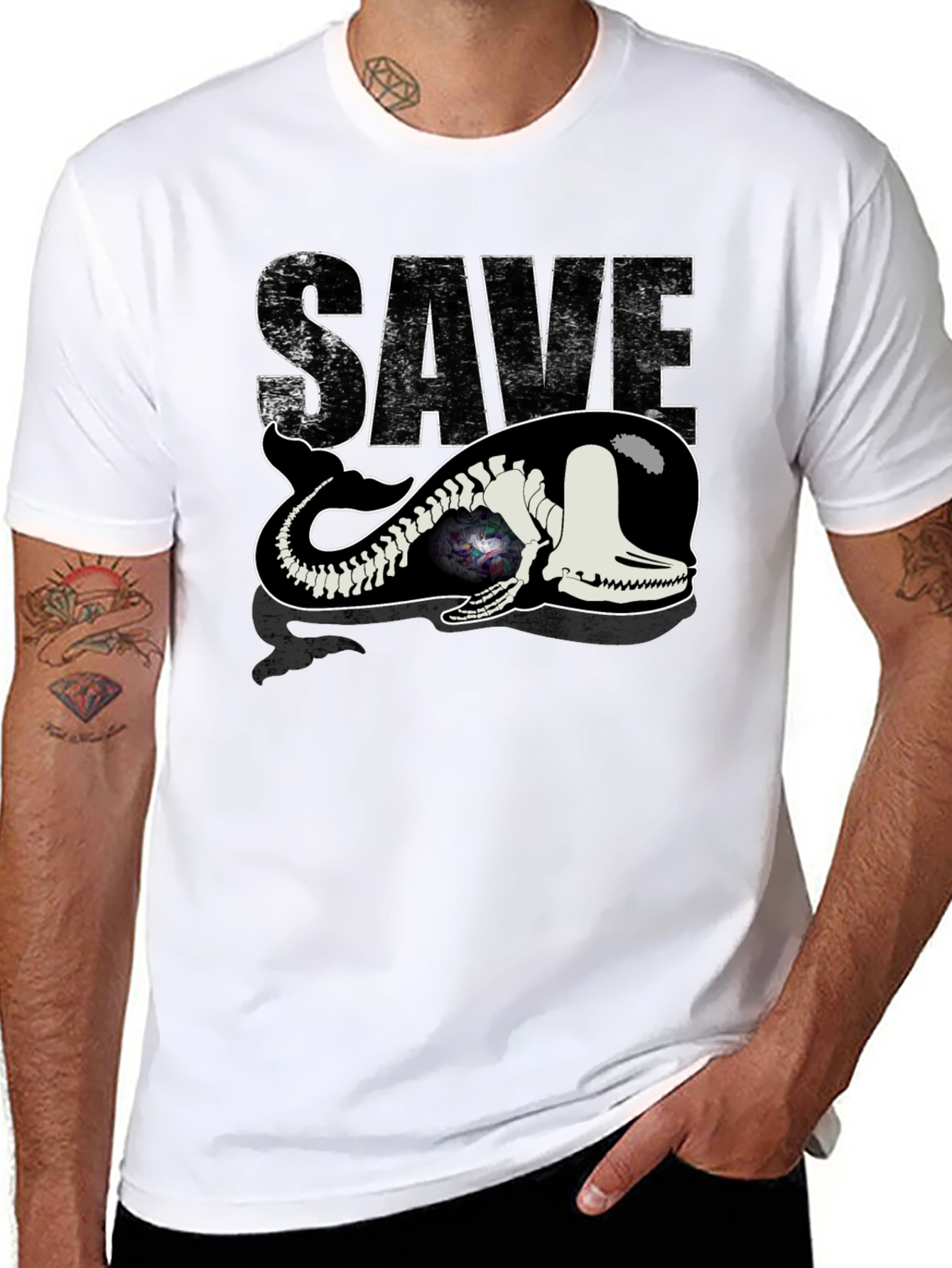 Save the Whale Graphic Tee - Black