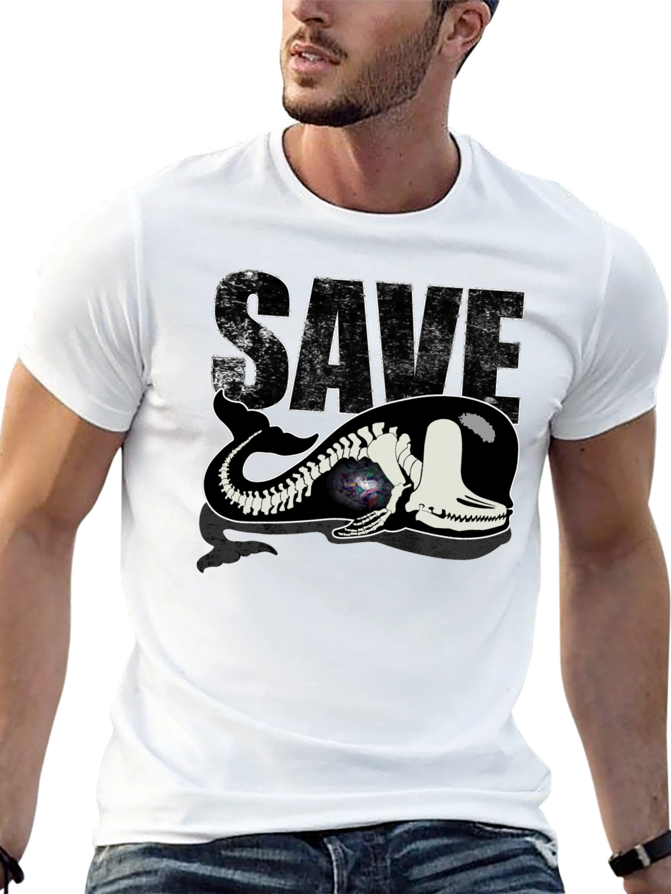 Save the Whale Graphic Tee - Black