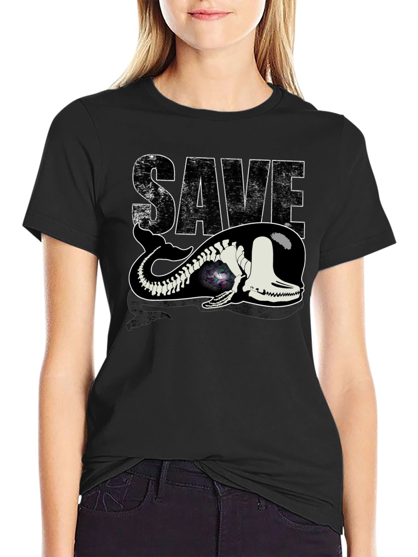 Save the Whale Graphic Tee - Black