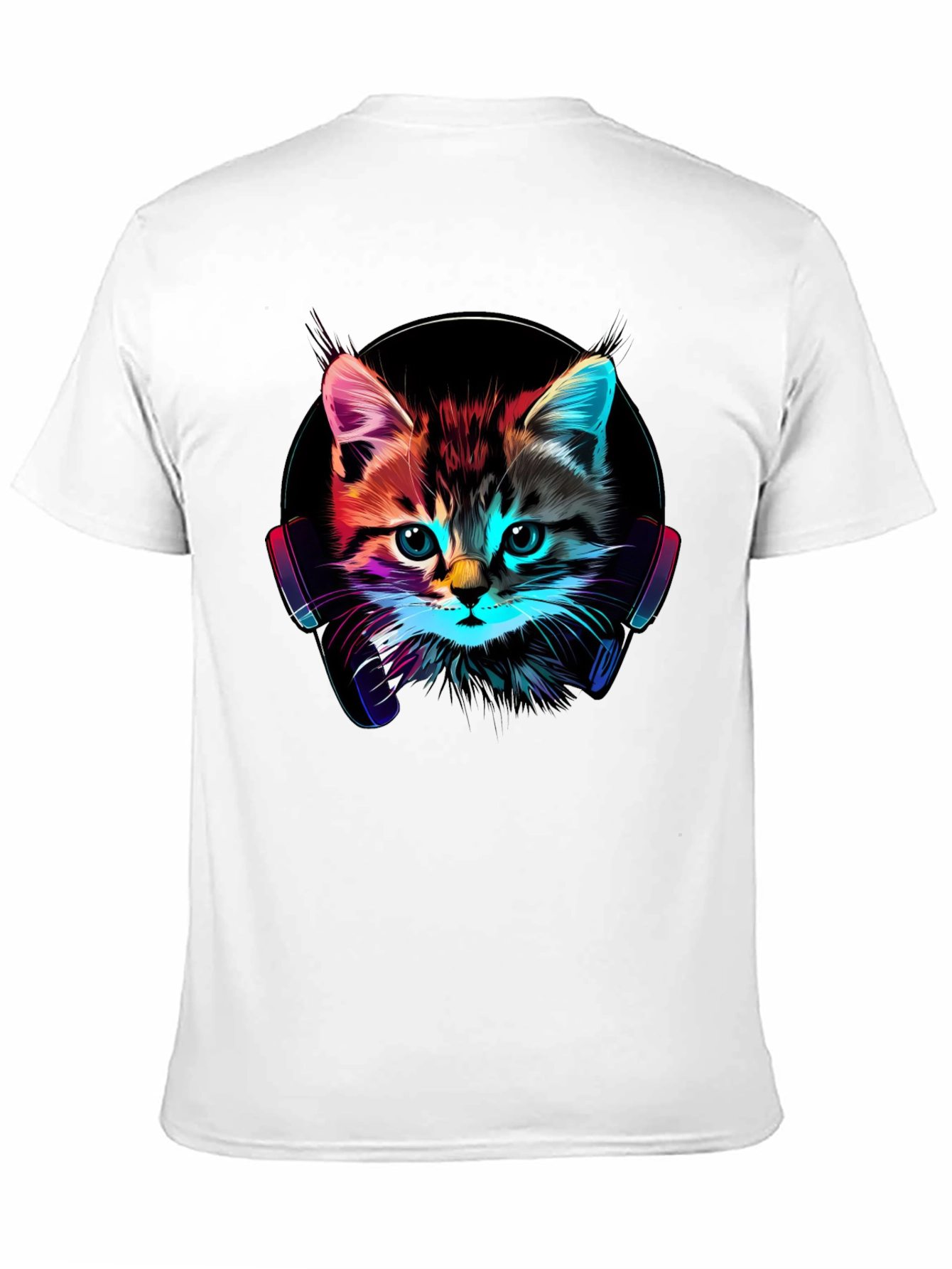 Neon Cat DJ T-Shirt - Funky Kitten Tee