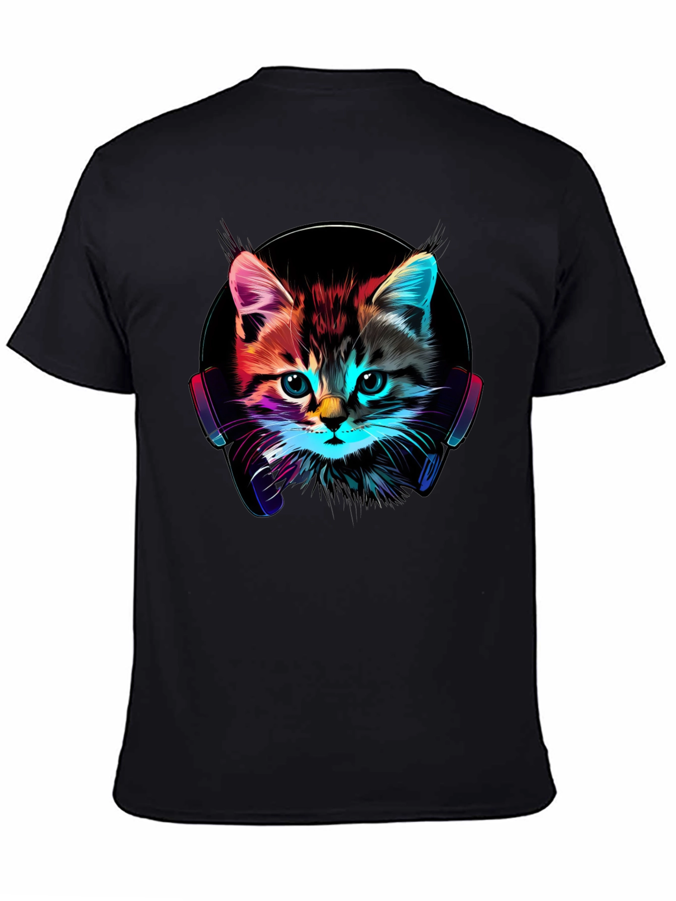 Neon Cat DJ T-Shirt - Funky Kitten Tee