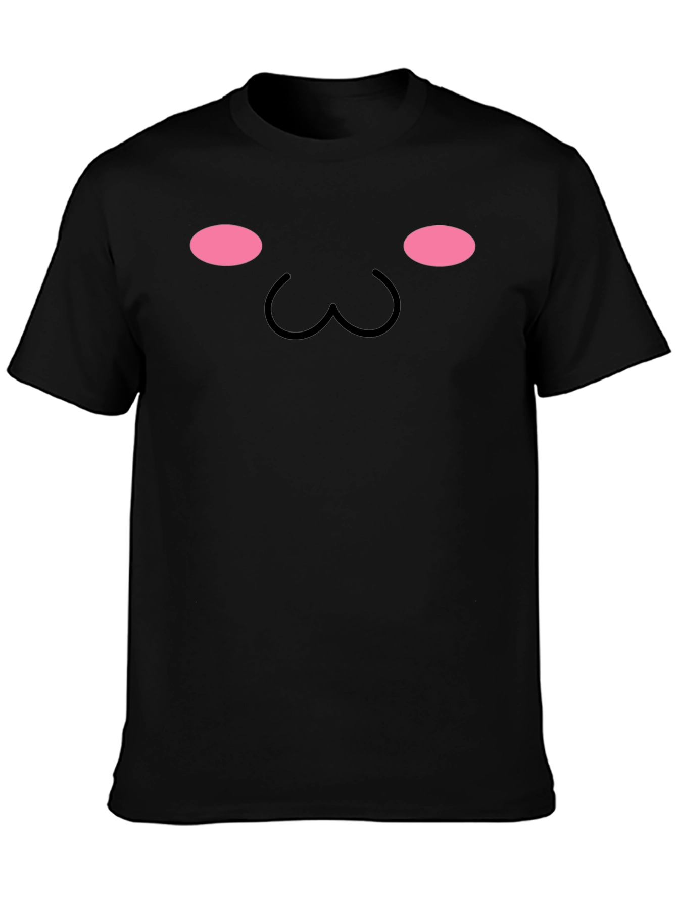 Cute Kawaii Face Graphic Tee - Black Unisex T-Shirt
