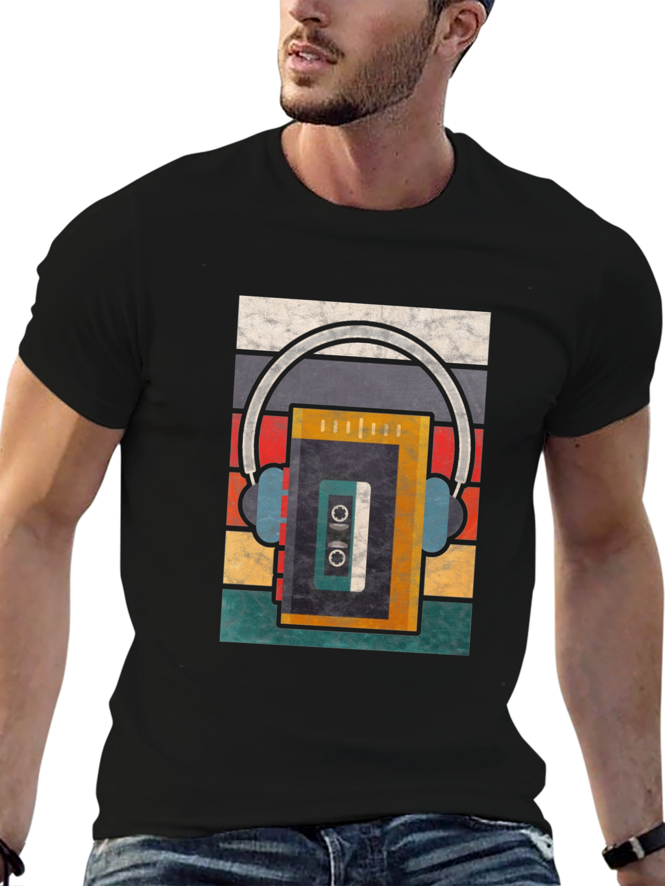 Retro Cassette Tape & Headphones Graphic Tee