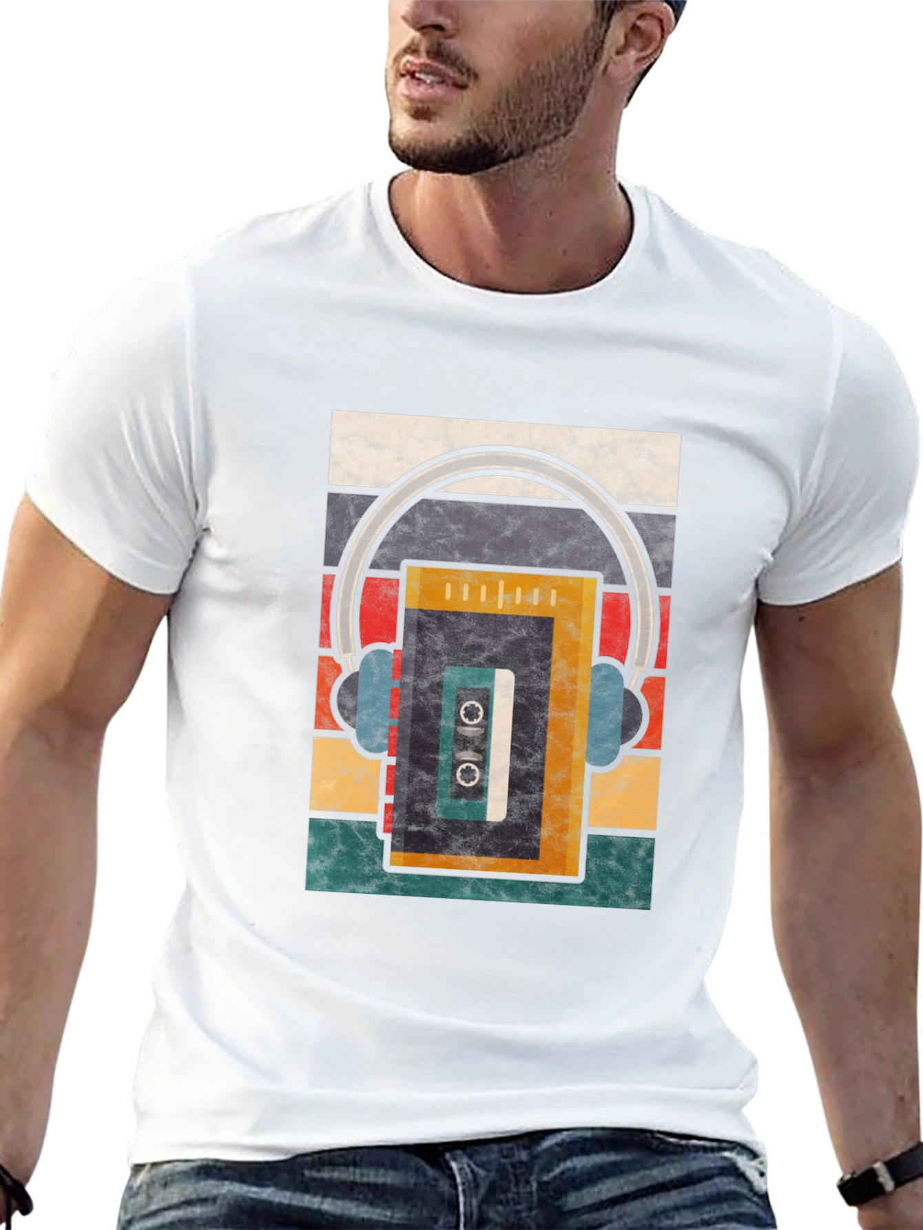 Retro Cassette Tape & Headphones Graphic Tee