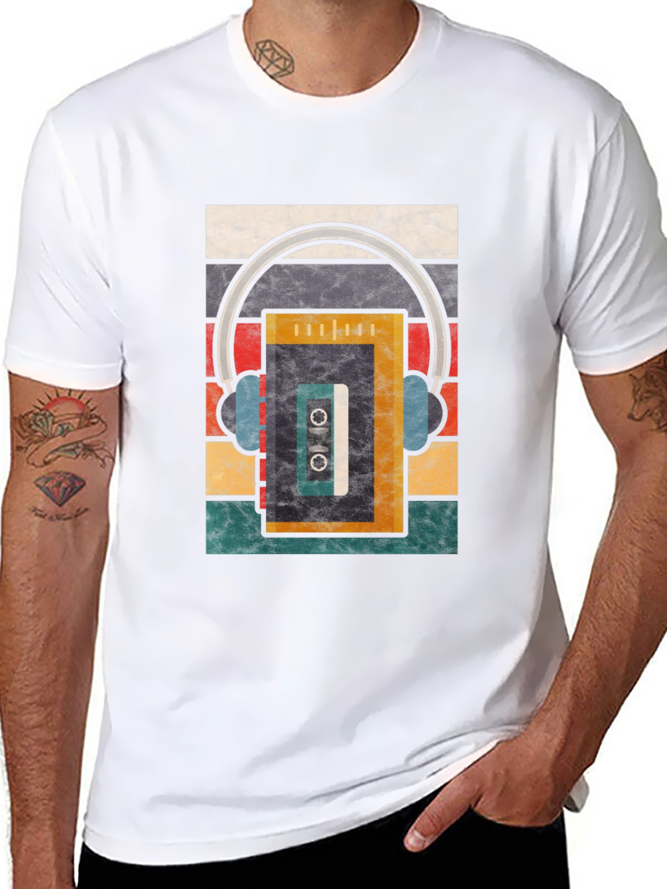 Retro Cassette Tape & Headphones Graphic Tee