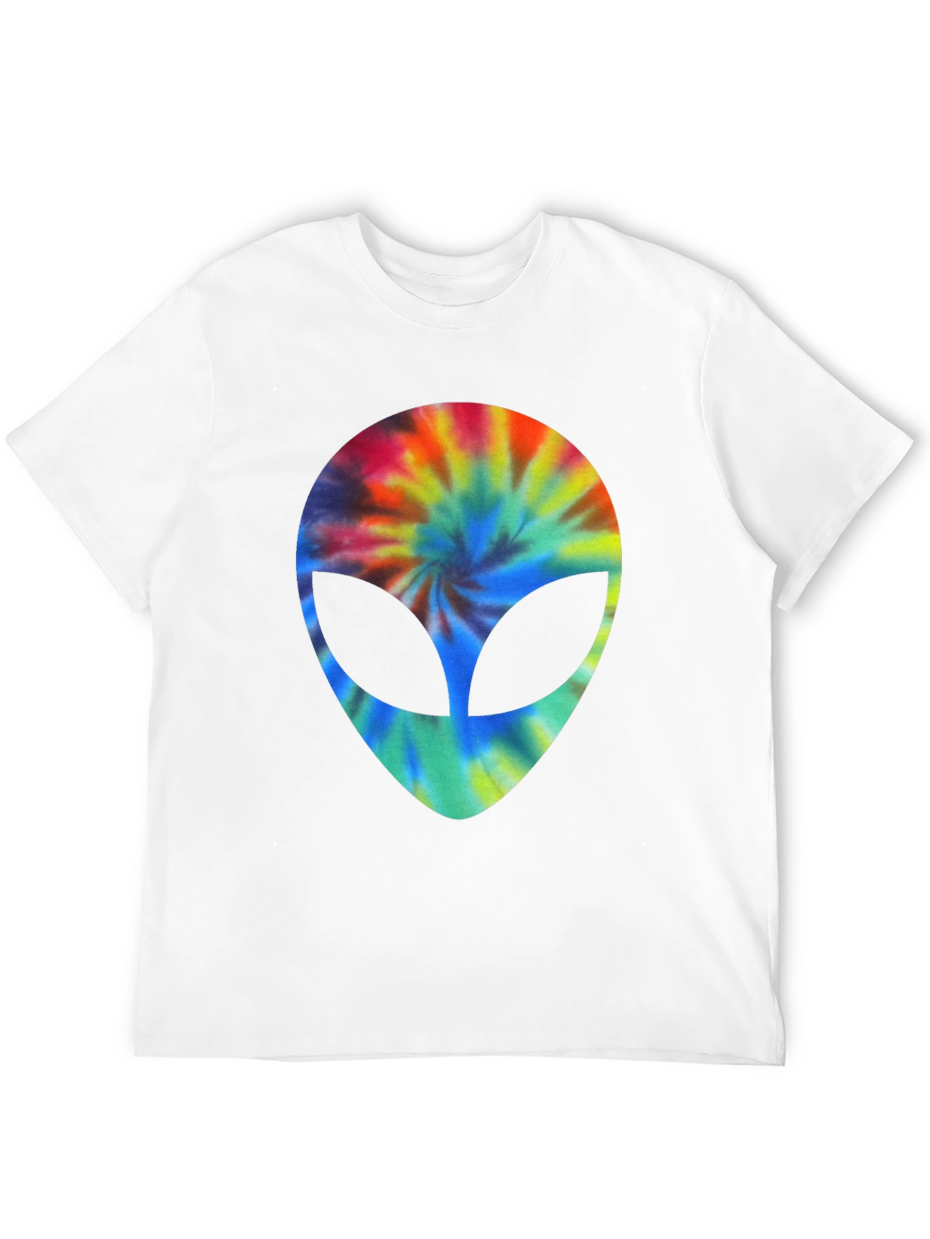 Tie Dye Alien Head Graphic Black T-Shirt