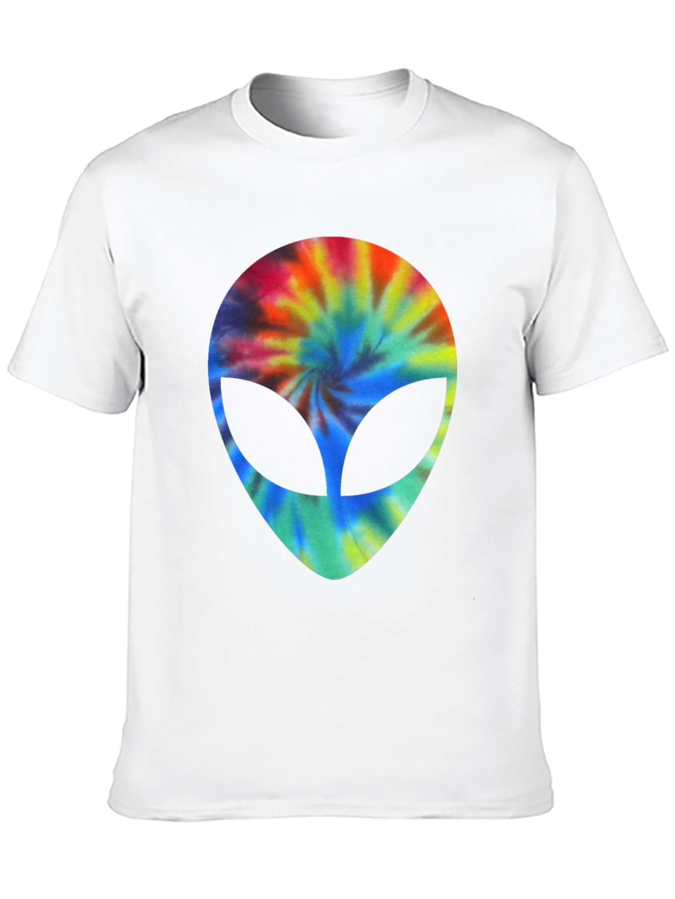 Tie Dye Alien Head Graphic Black T-Shirt