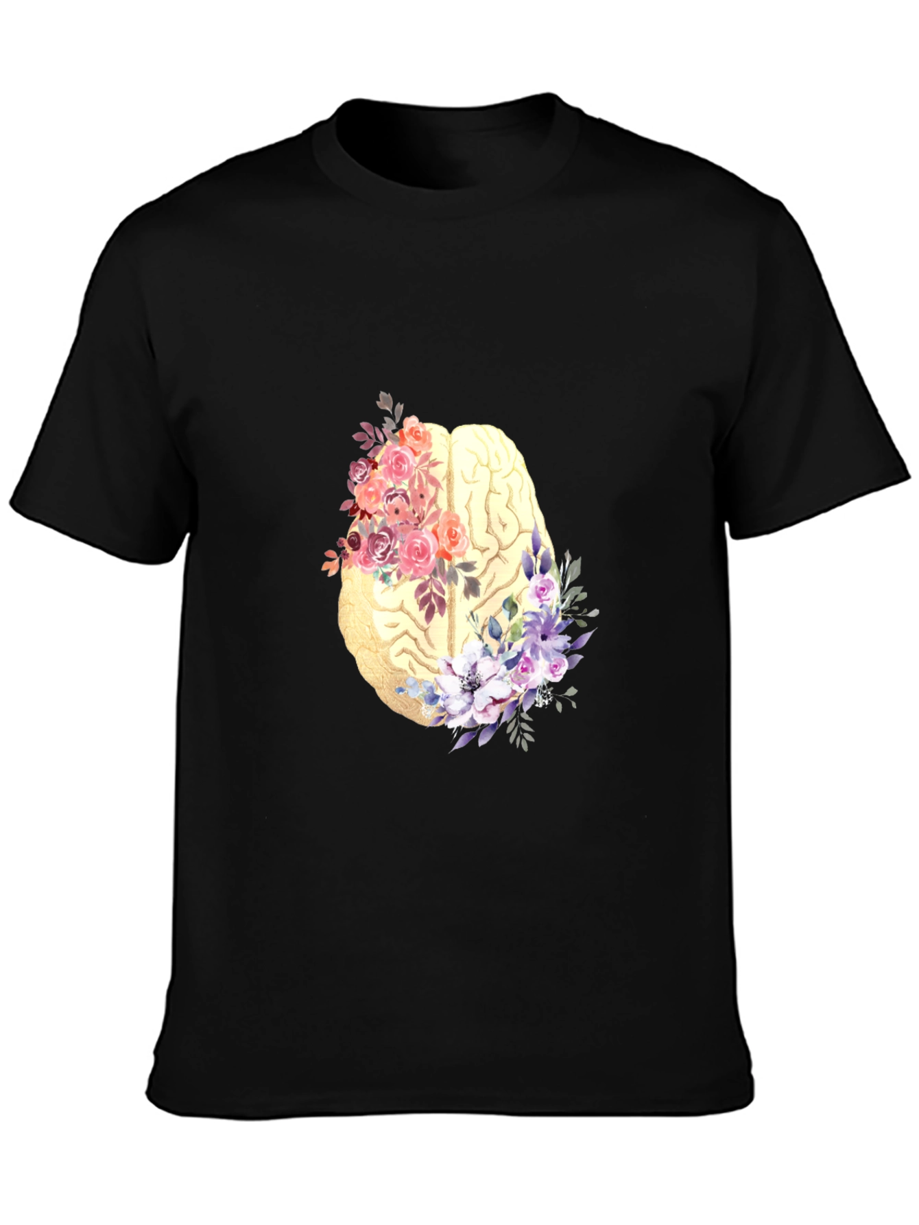 Floral Brain Graphic Tee - Black