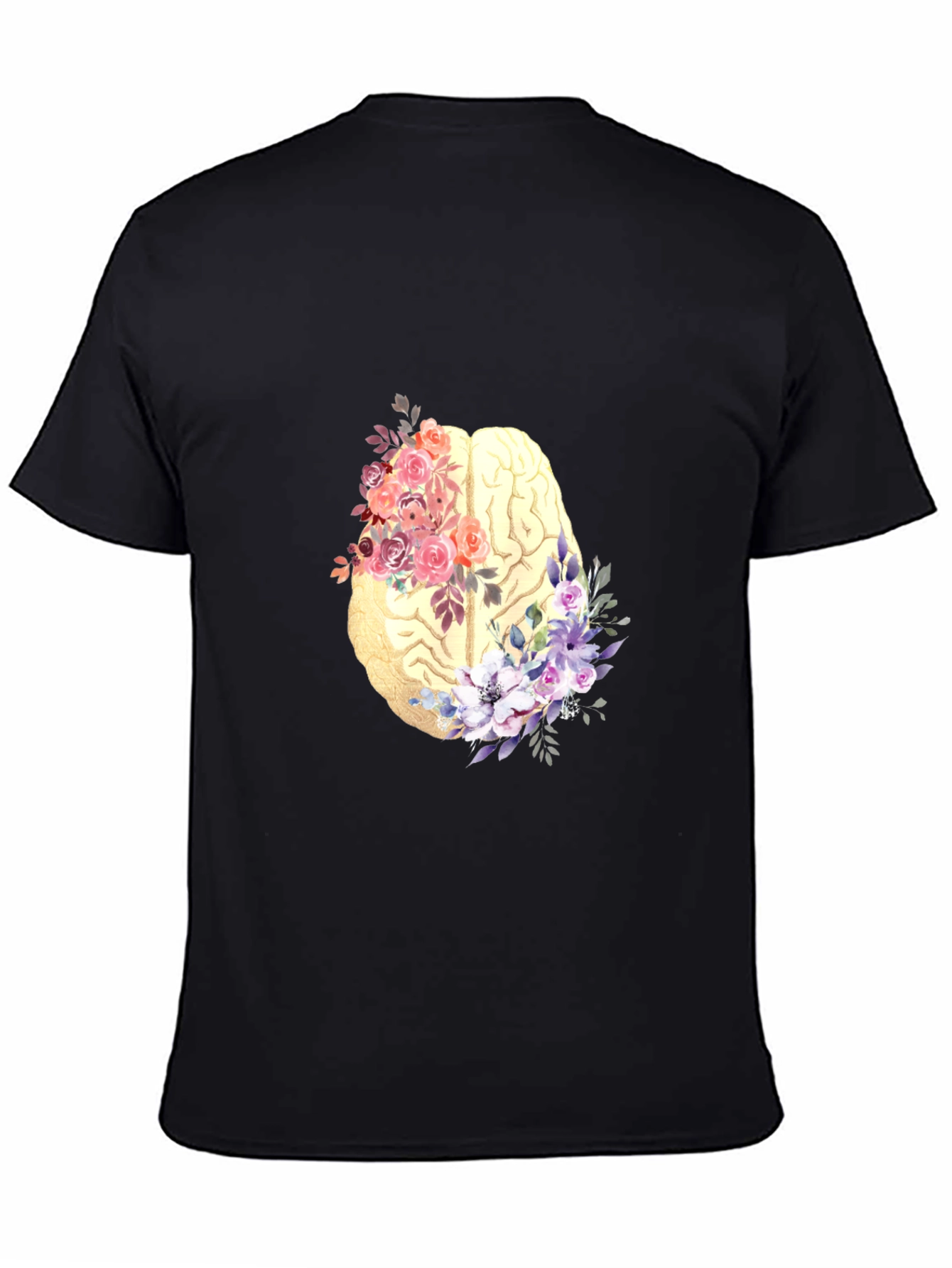 Floral Brain Graphic Tee - Black
