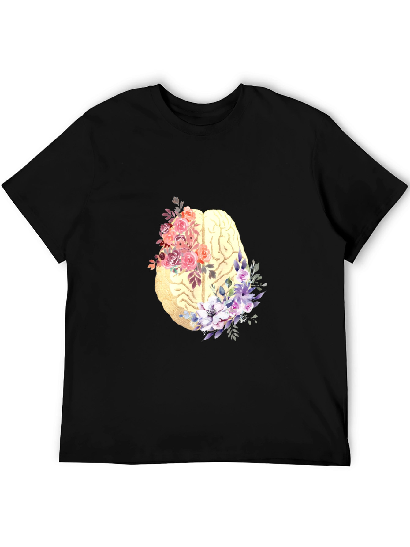 Floral Brain Graphic Tee - Black