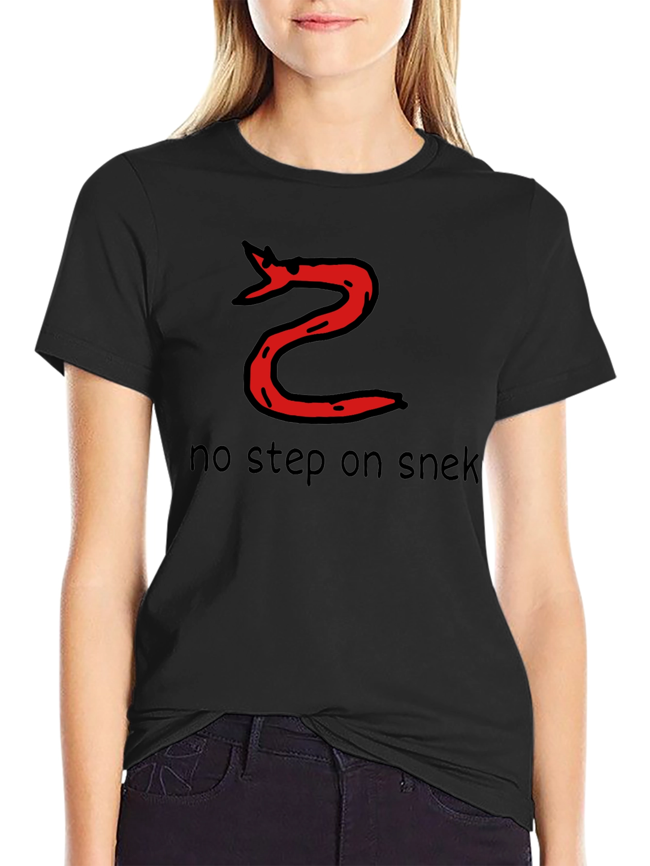 No Step on Snek T-Shirt - Black Cotton Tee