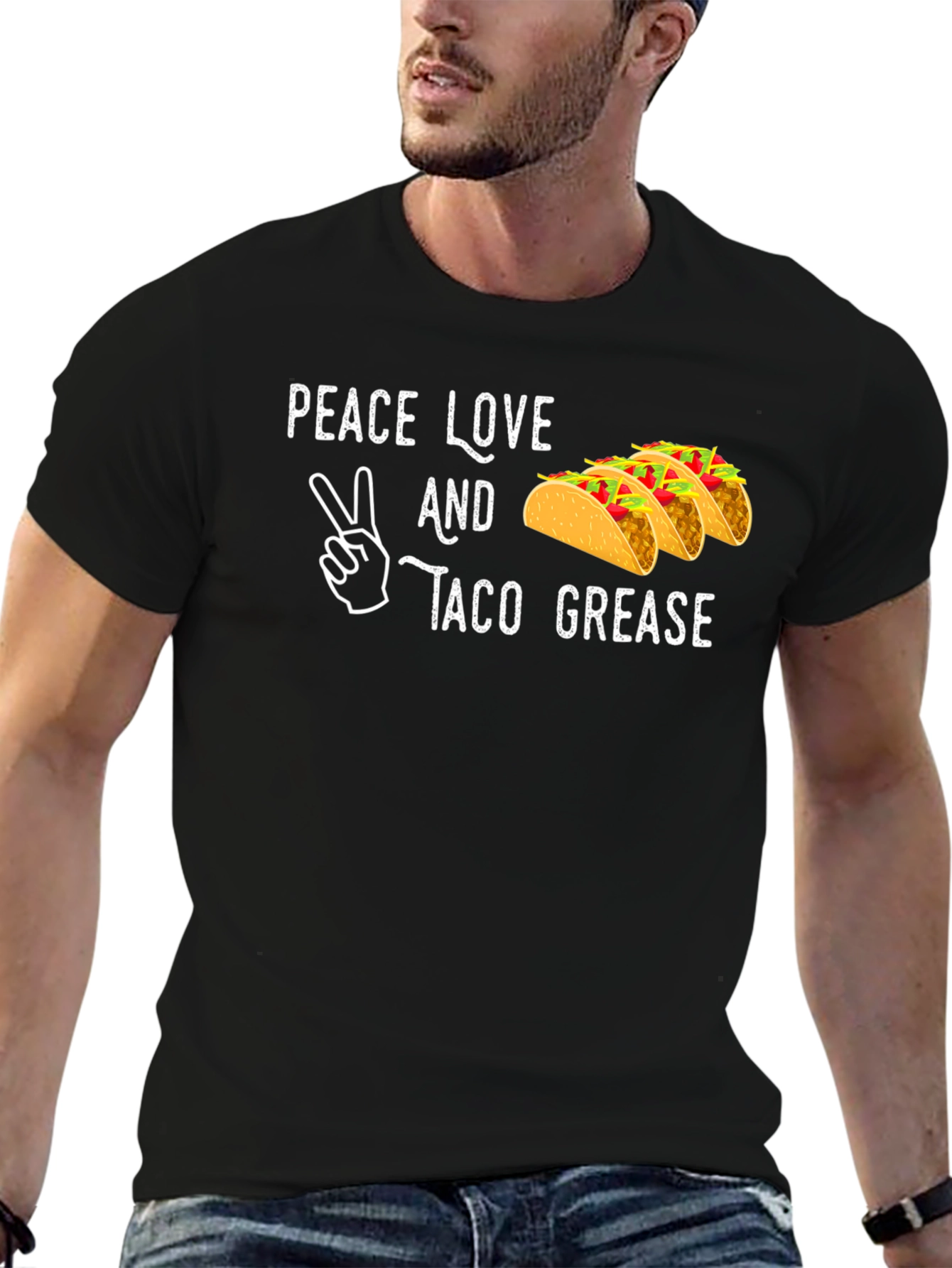 Peace Love Taco Grease T-Shirt Funny Foodie