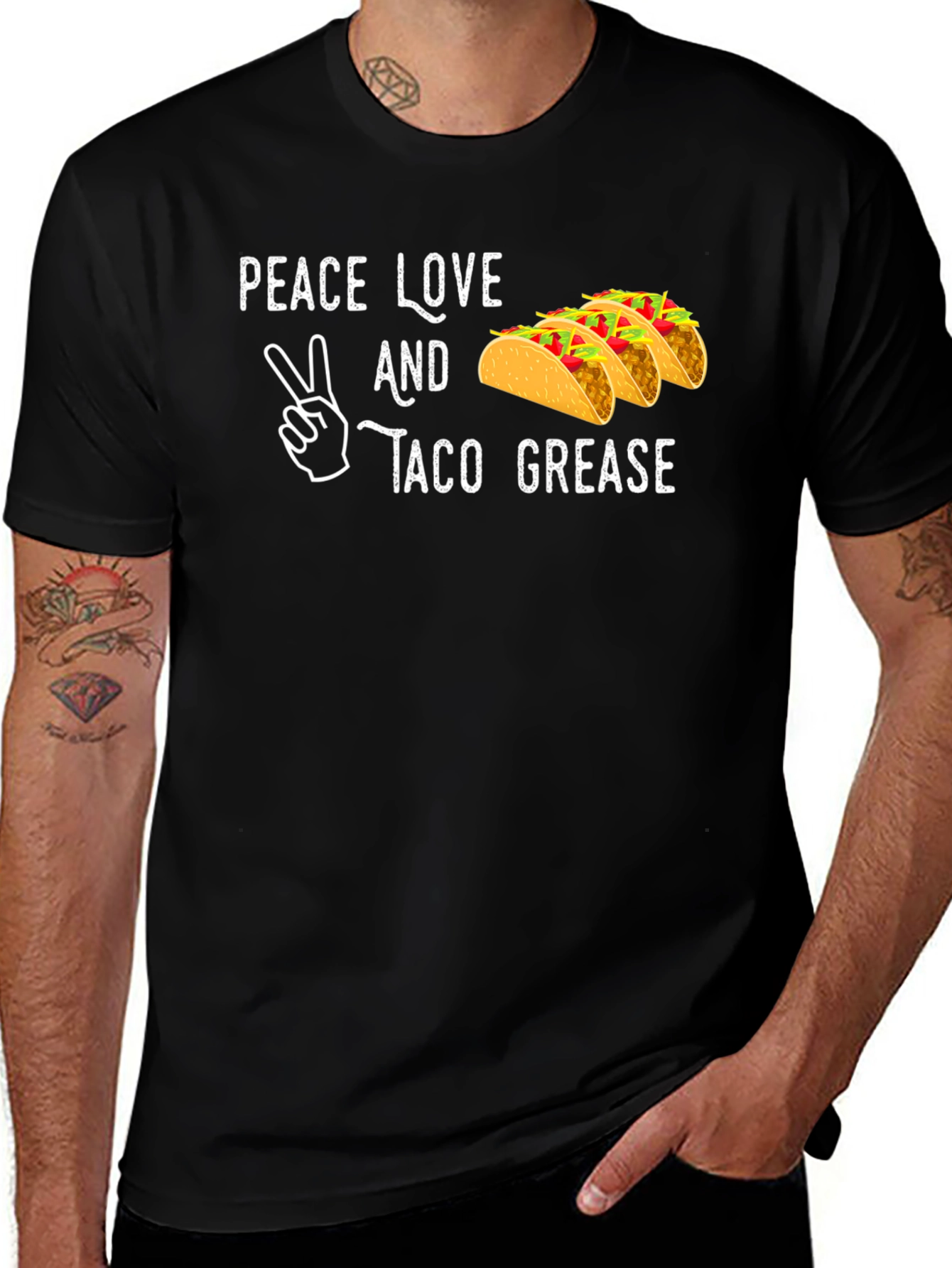Peace Love Taco Grease T-Shirt Funny Foodie