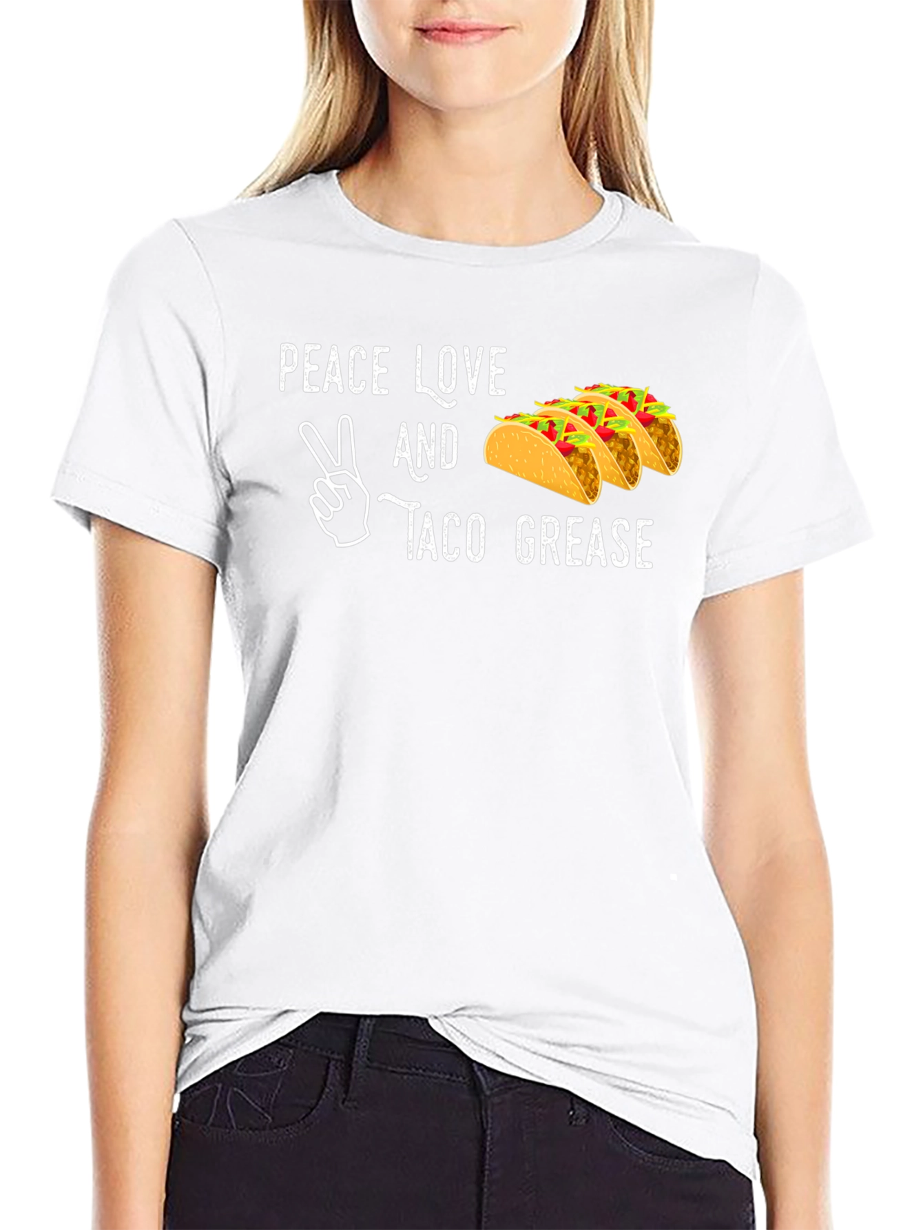 Peace Love Taco Grease T-Shirt Funny Foodie