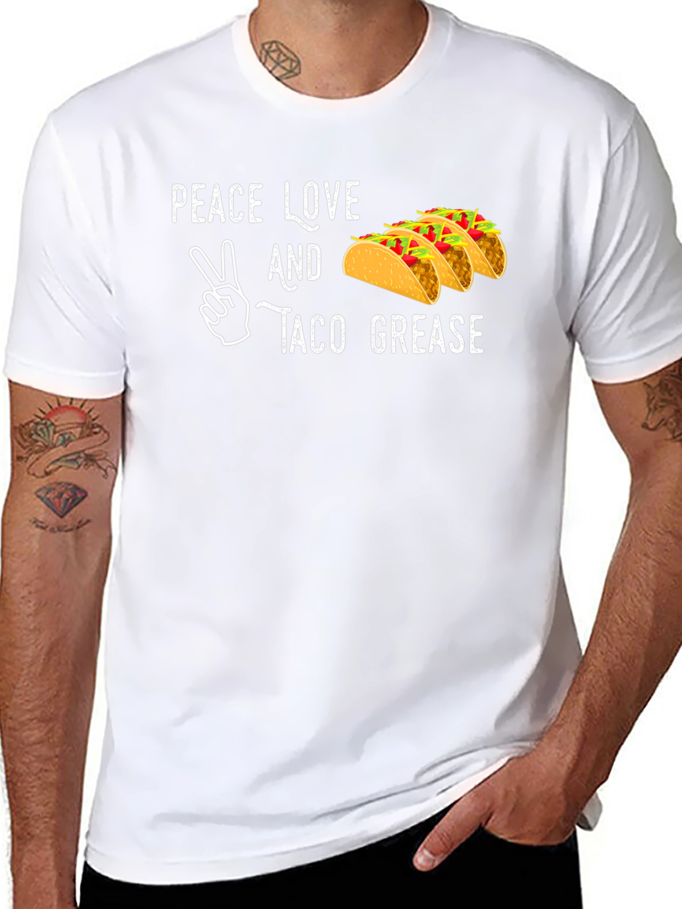 Peace Love Taco Grease T-Shirt Funny Foodie
