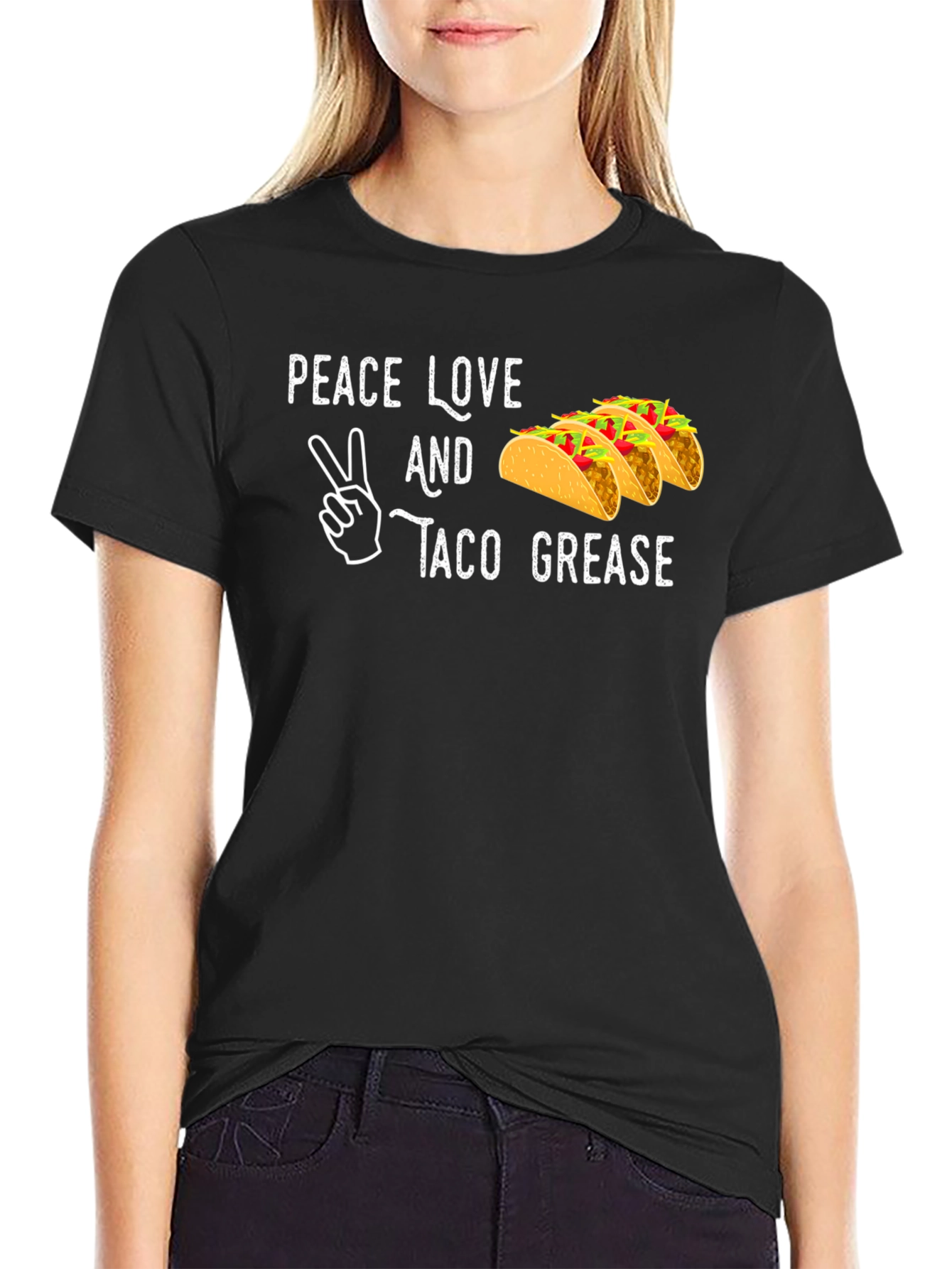 Peace Love Taco Grease T-Shirt Funny Foodie