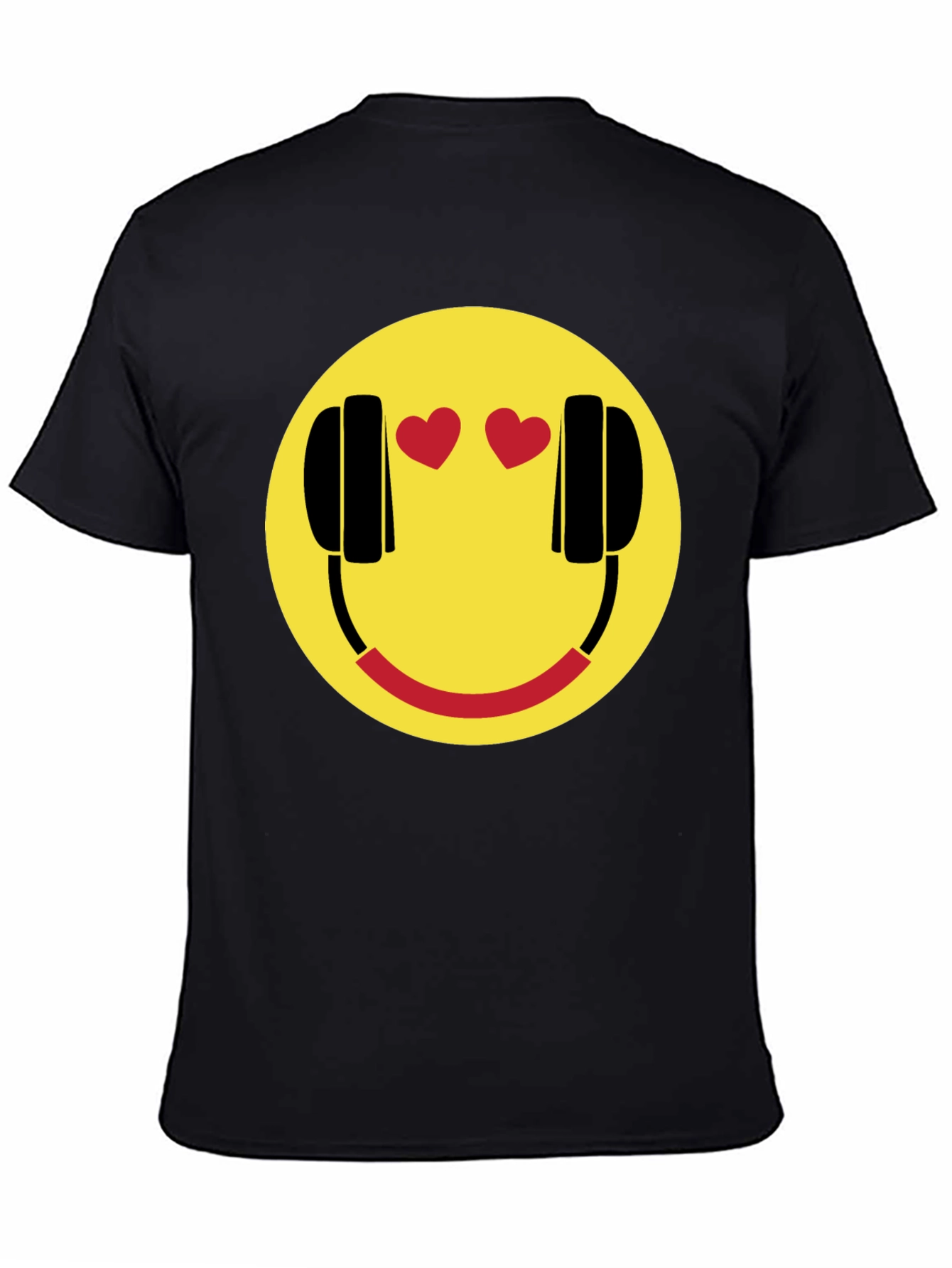 Smiley Face with Headphone Hearts T-Shirt