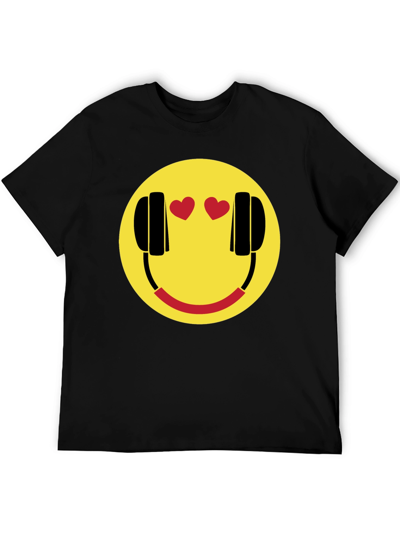 Smiley Face with Headphone Hearts T-Shirt