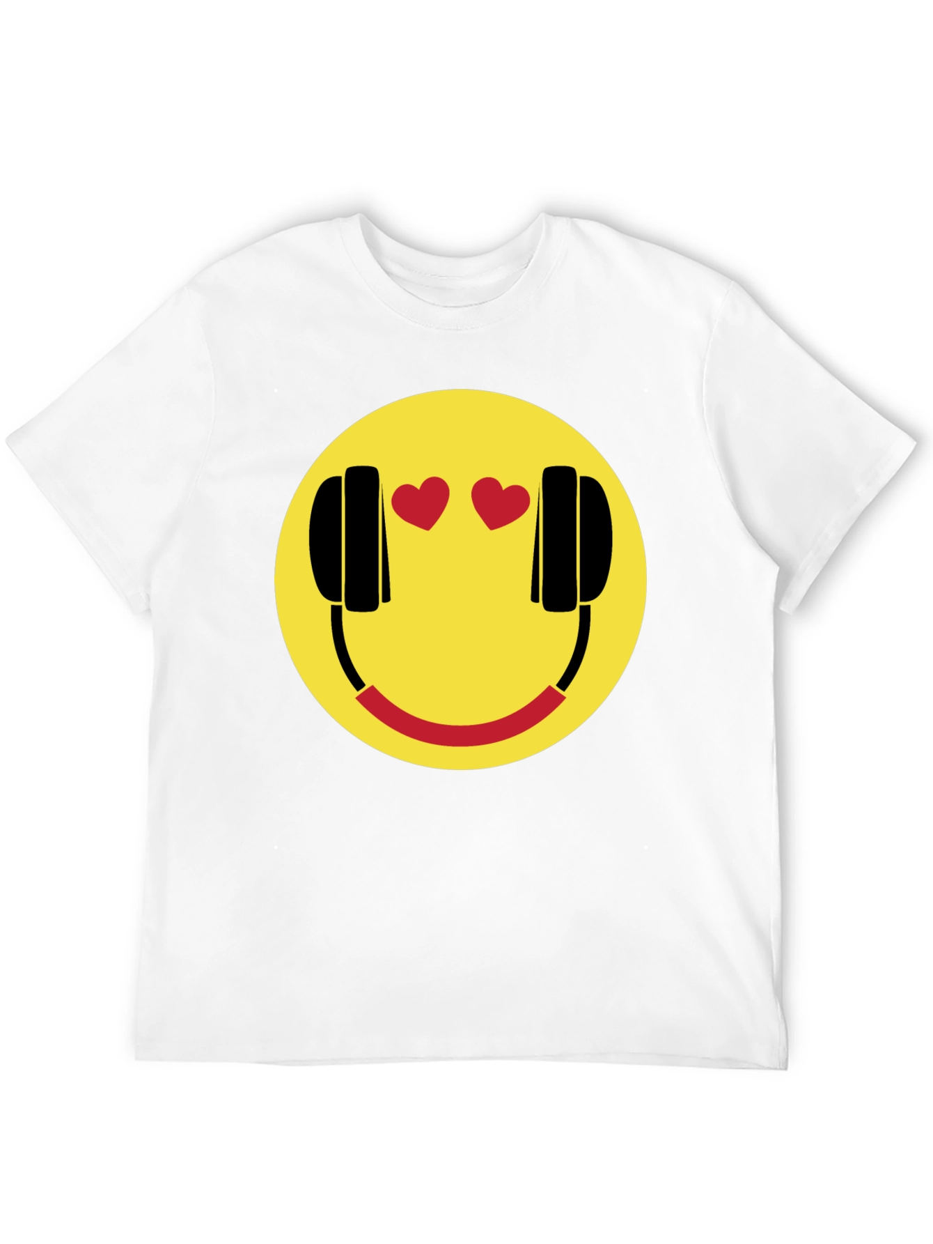 Smiley Face with Headphone Hearts T-Shirt