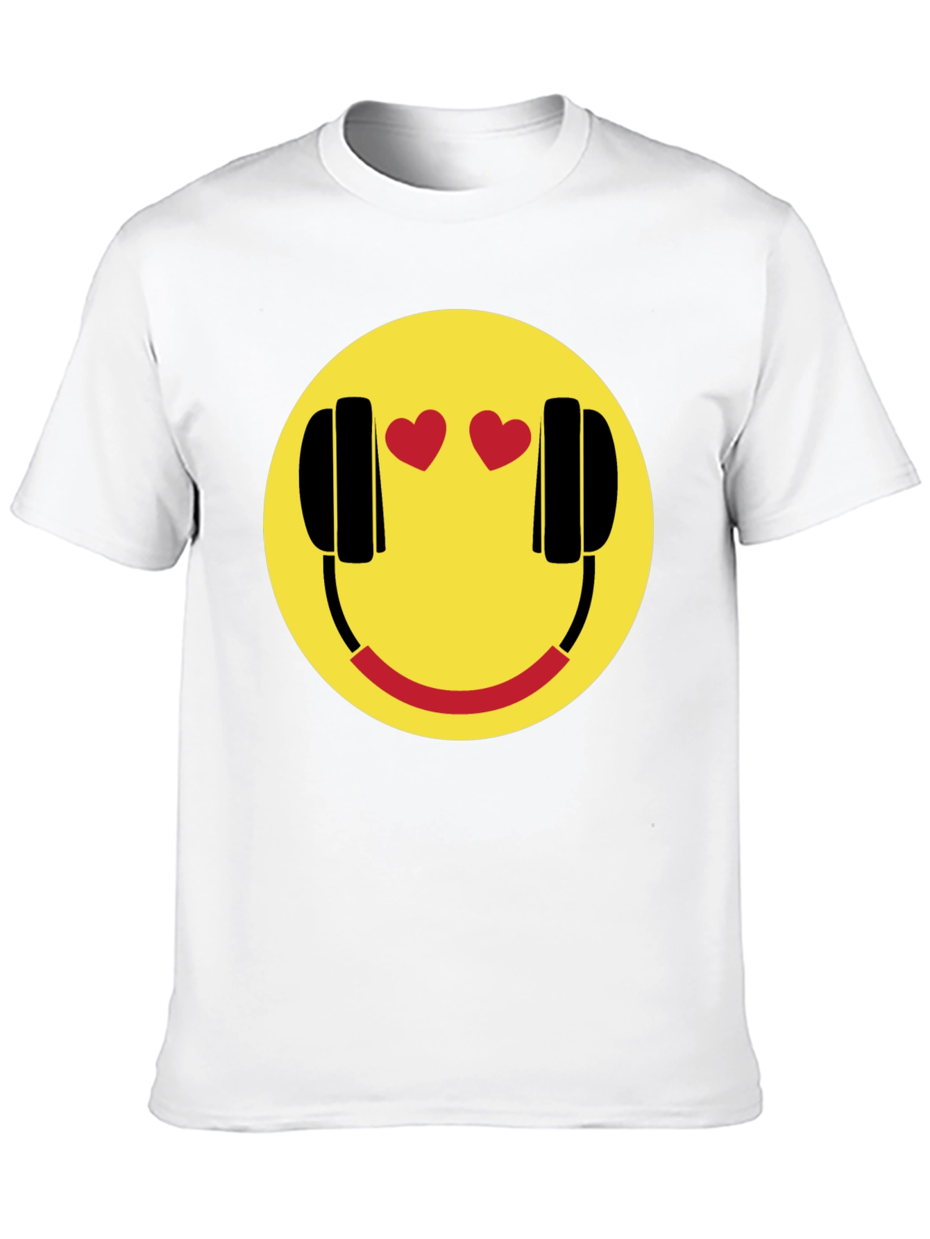 Smiley Face with Headphone Hearts T-Shirt