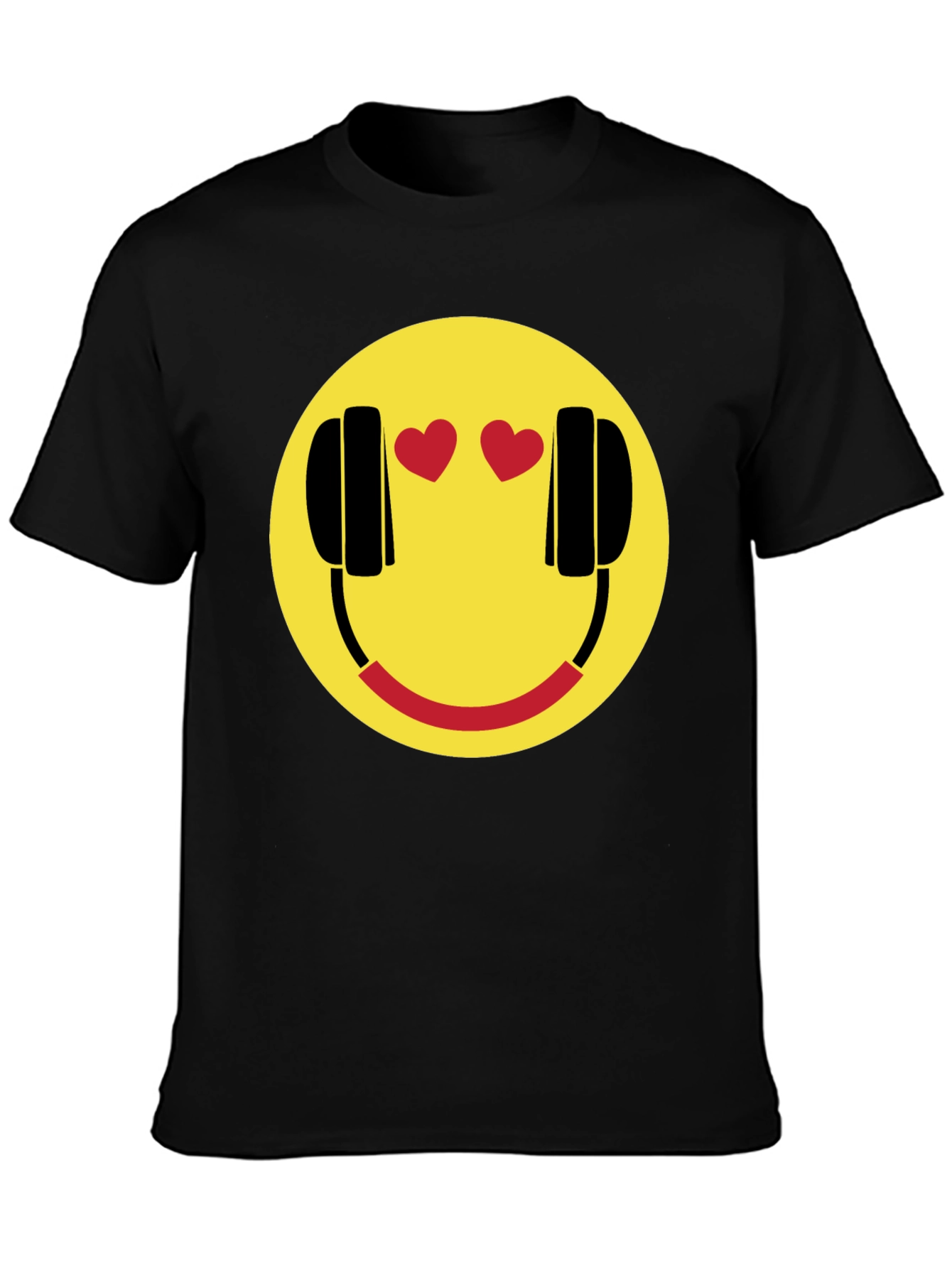 Smiley Face with Headphone Hearts T-Shirt