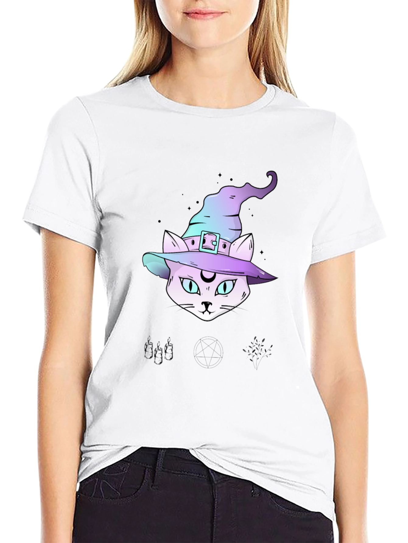 Witchy Cat T-Shirt - Halloween Style