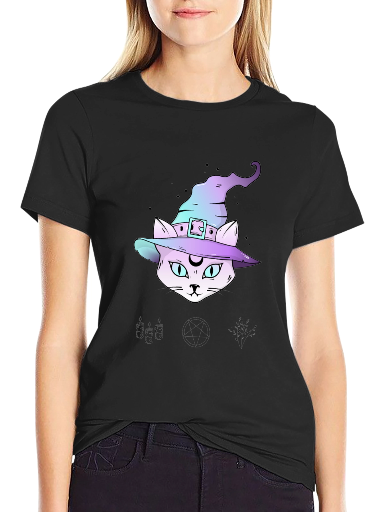Witchy Cat T-Shirt - Halloween Style