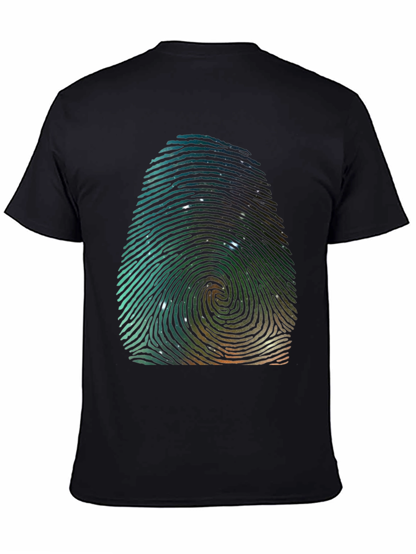 Unique Fingerprint Galaxy Graphic Tee - Black