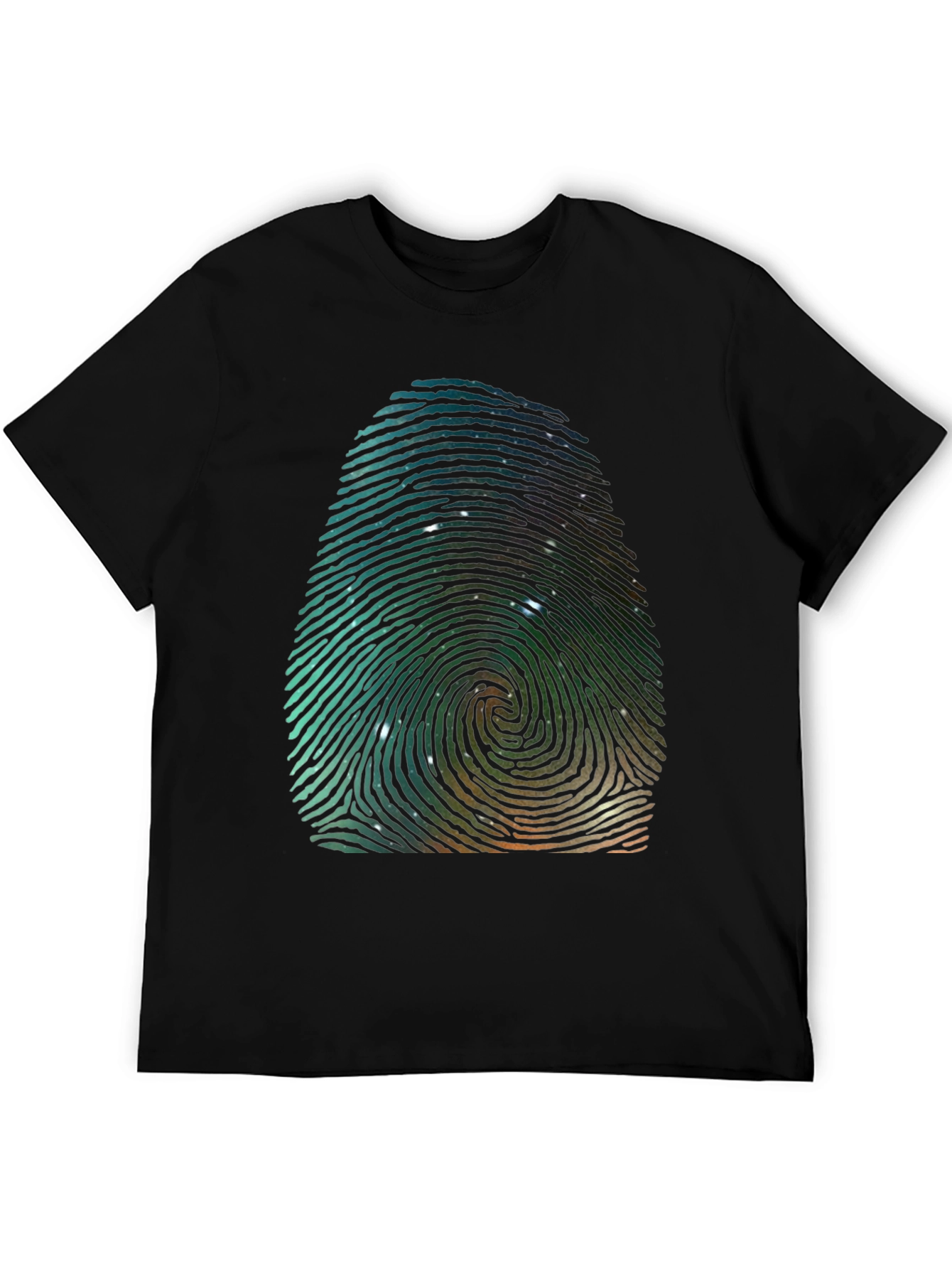 Unique Fingerprint Galaxy Graphic Tee - Black