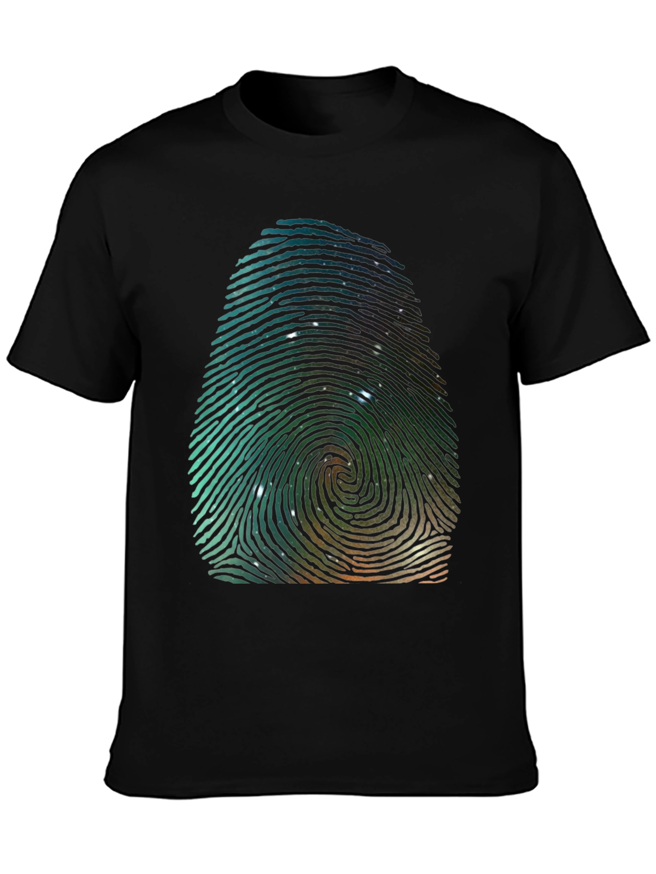 Unique Fingerprint Galaxy Graphic Tee - Black