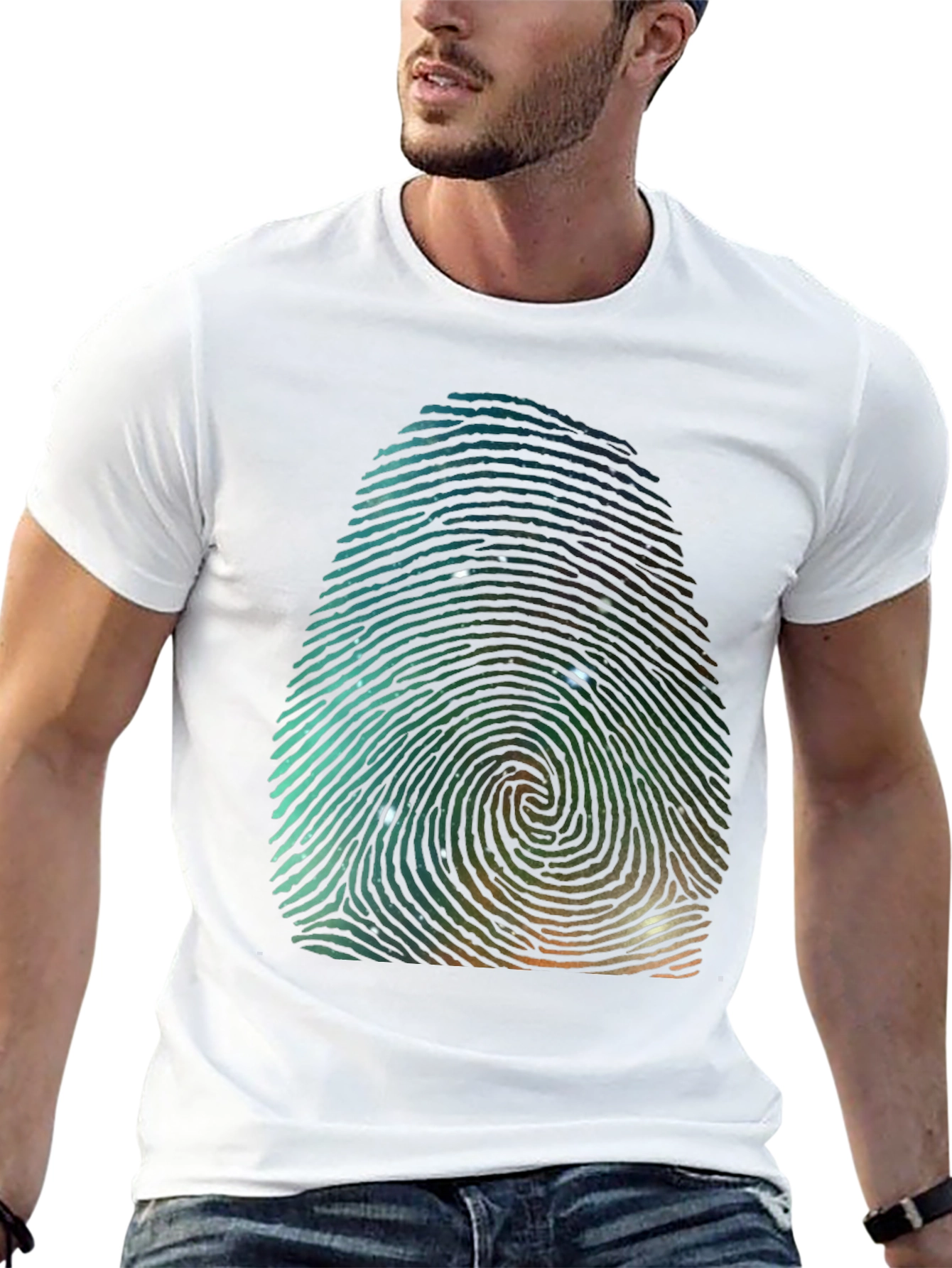 Unique Fingerprint Galaxy Graphic Tee - Black