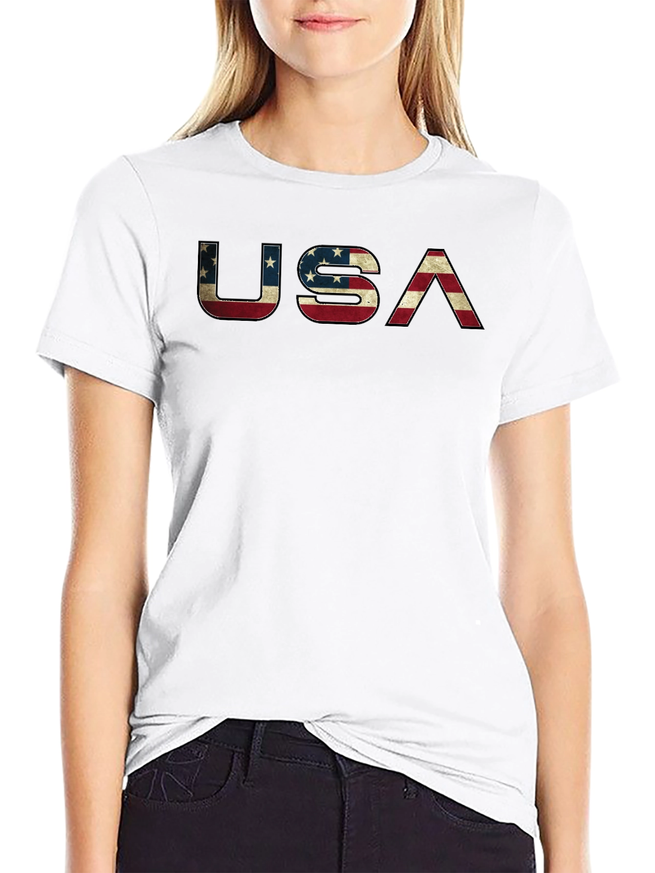 USA Flag Graphic Print Mens T-Shirt - Patriotic Design