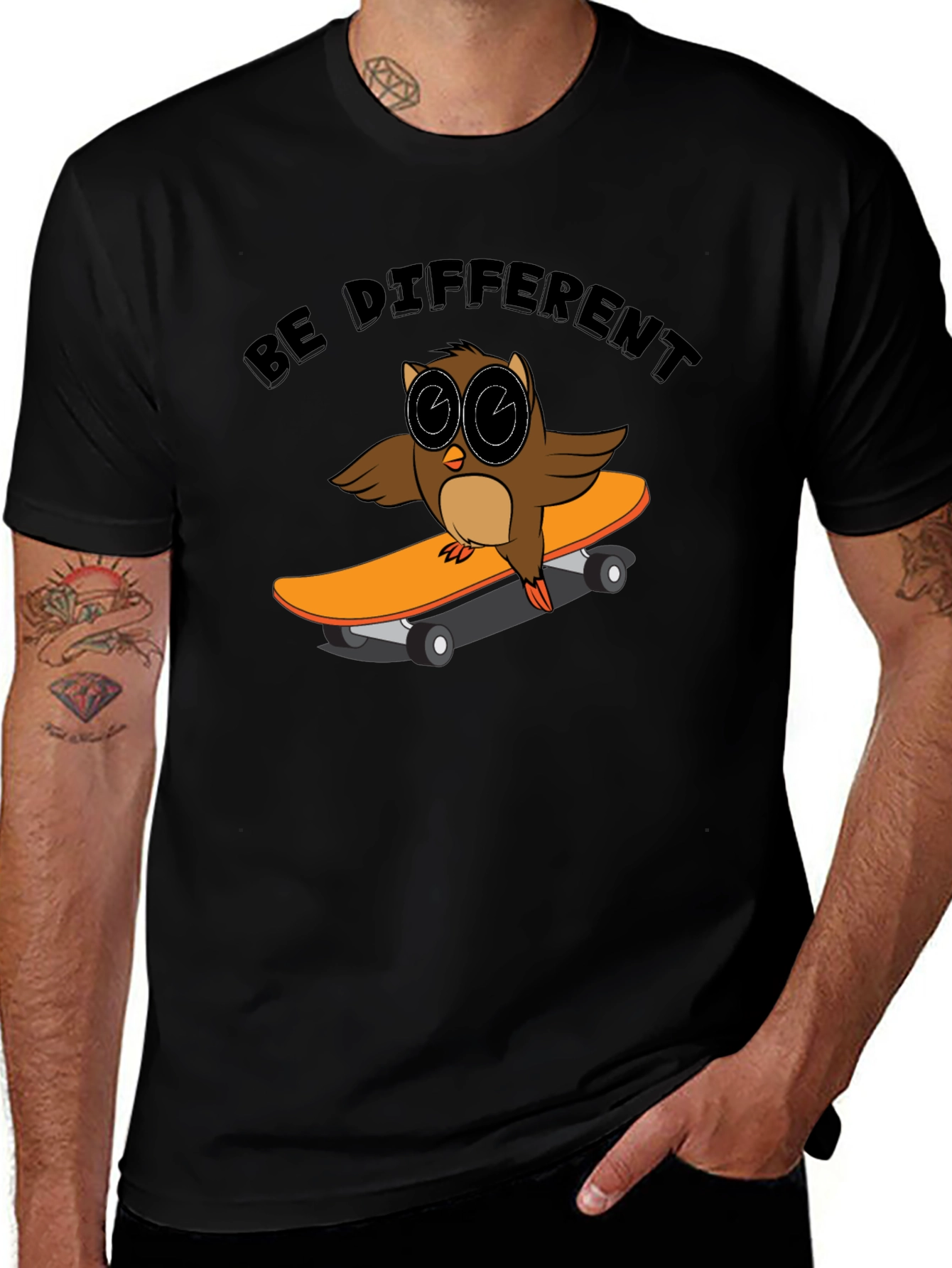 Be Different Owl Skateboarder T-Shirt