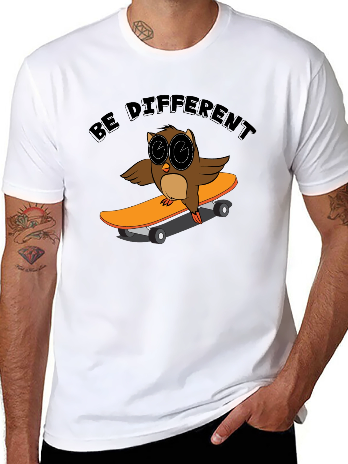 Be Different Owl Skateboarder T-Shirt