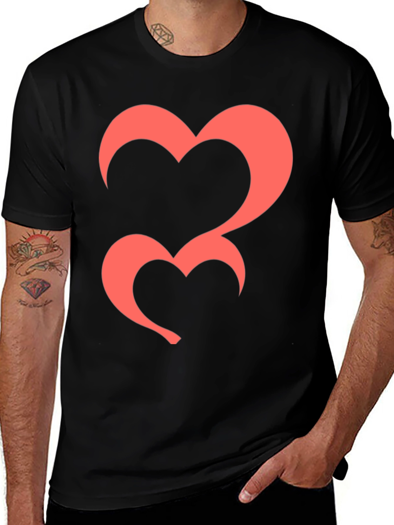 Heart Graphic Tee - Black Casual T-Shirt