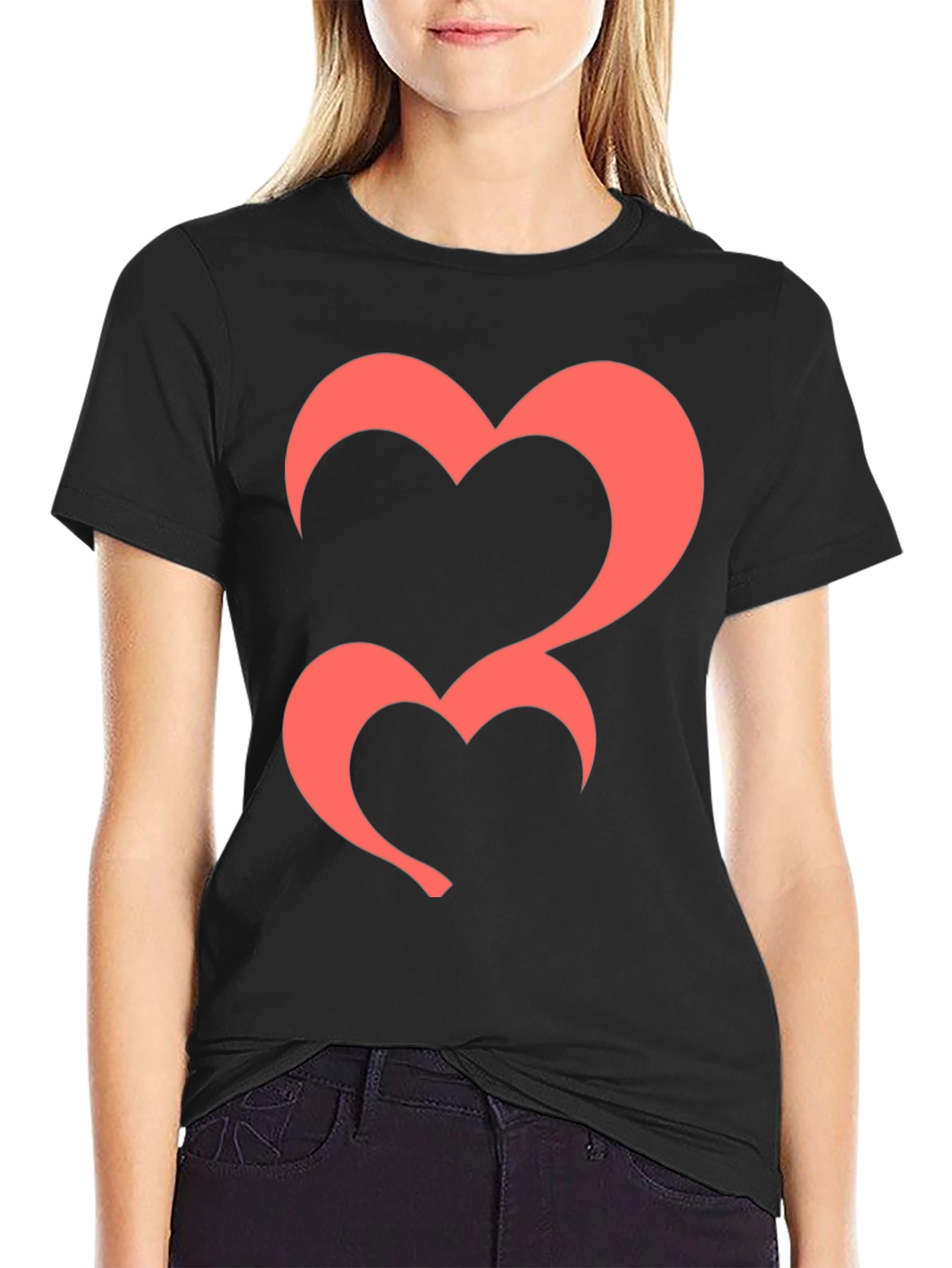 Heart Graphic Tee - Black Casual T-Shirt
