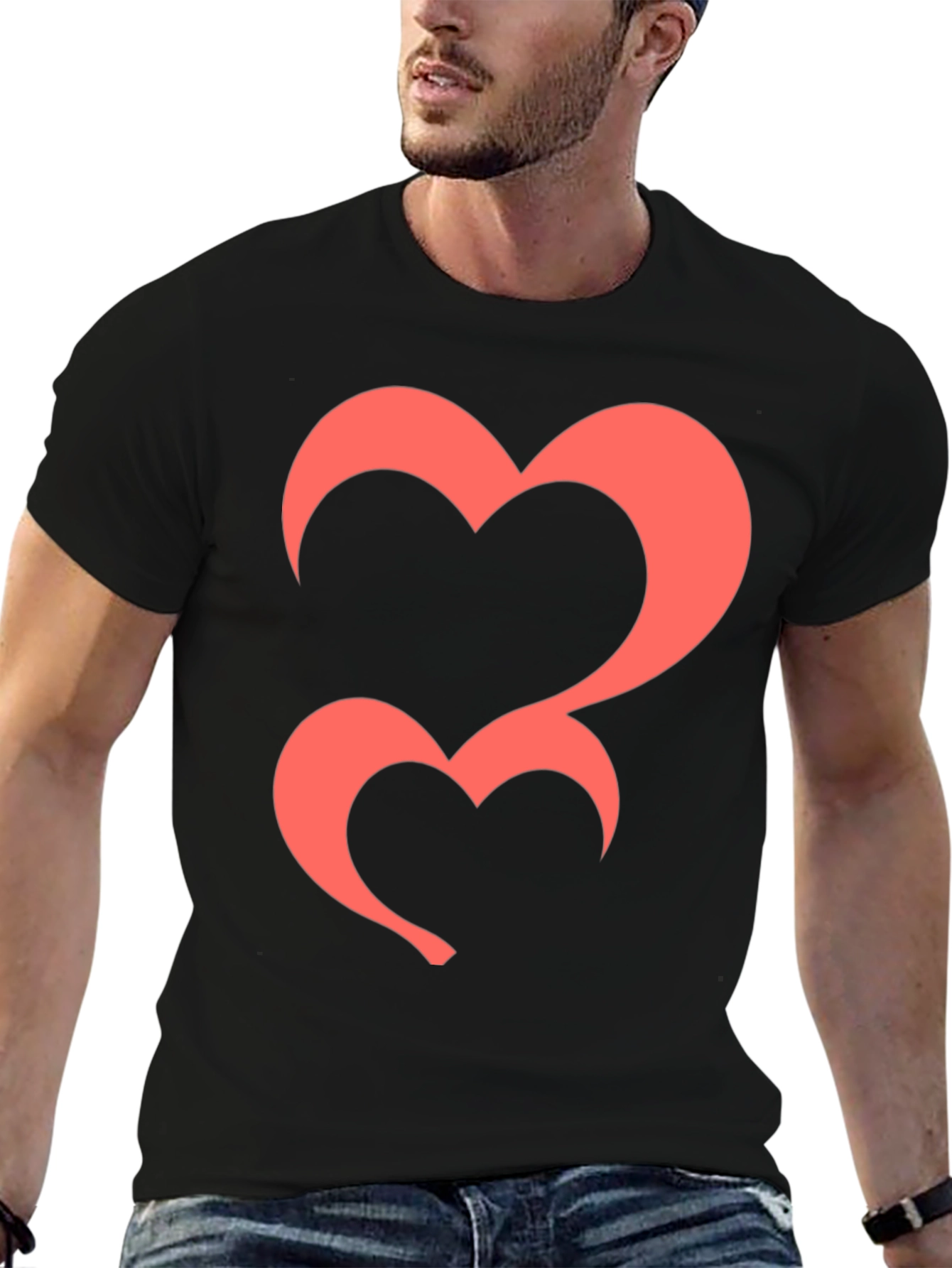 Heart Graphic Tee - Black Casual T-Shirt