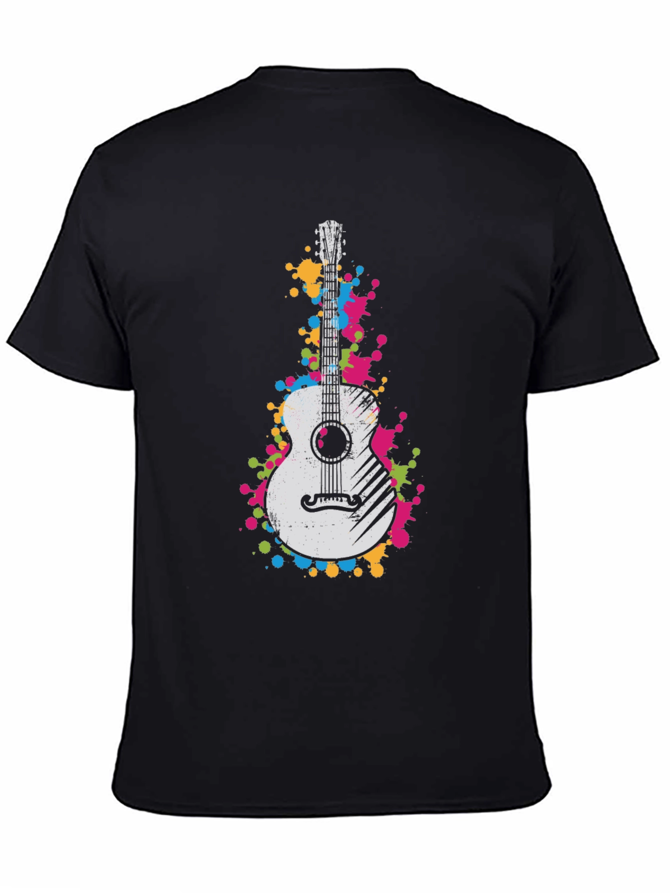 Guitar Splatter Graphic Black T-Shirt